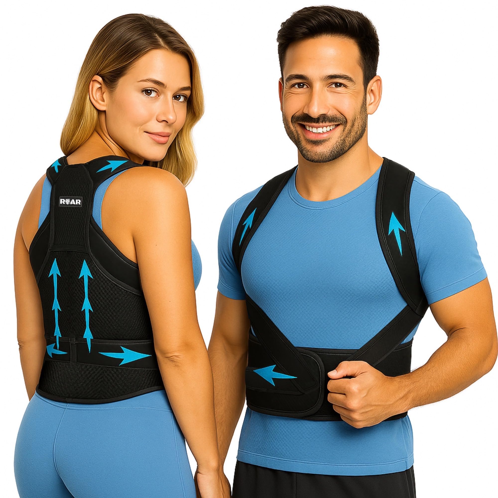 Roar® Corrector de postura de espalda, rectificador, ayuda a mantener la espalda recta, mejora la postura de cuello y hombros (L)