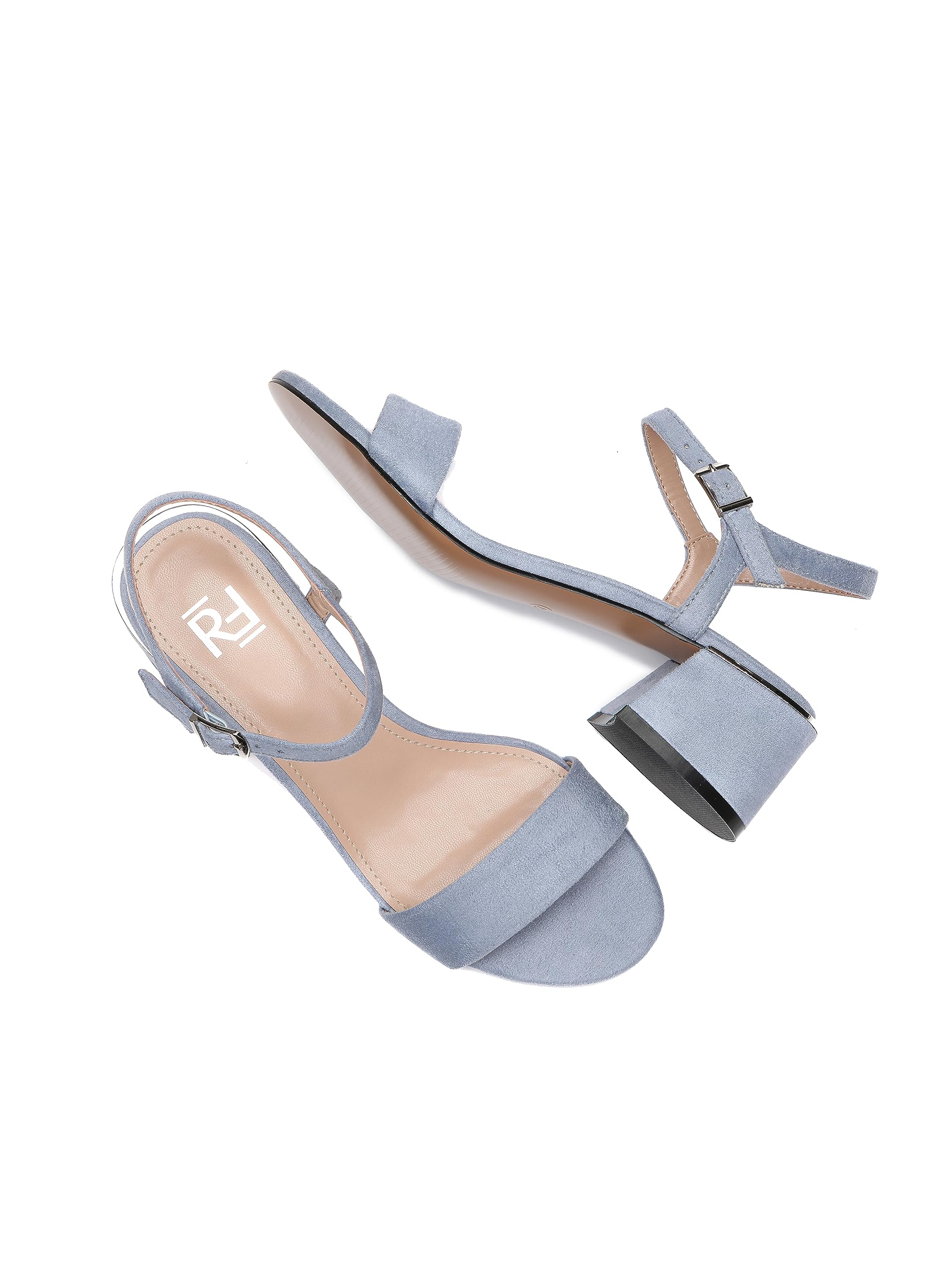 Sandalen Damen, Sandalen mit Riemchen, Schwarz/Grün/Blau/Mint/Weiß/Beige, Riemchensandalen, Sandaletten mit Absatz, 5 cm Blockabsatz, Kunstleder/Wildlederimitat, C553-K1781-12