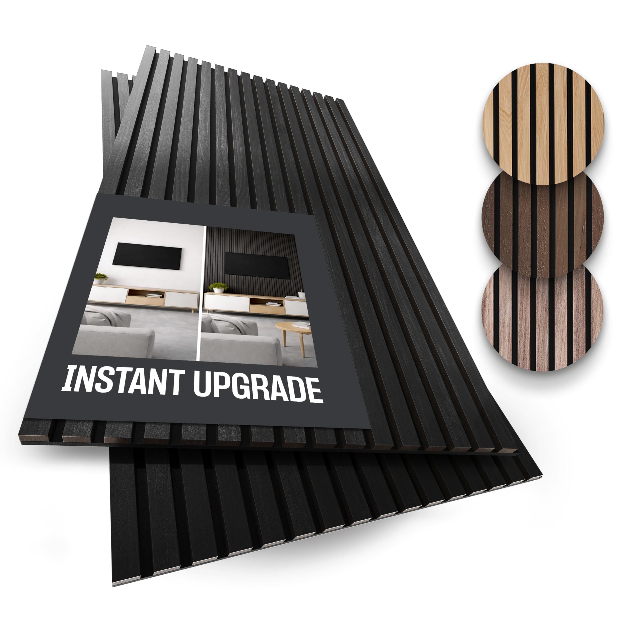 2-Pack Wood Panels for Wall - Acoustic Wood Slat Wall Panels, Soundproof Wooden Paneling for Interior Decor