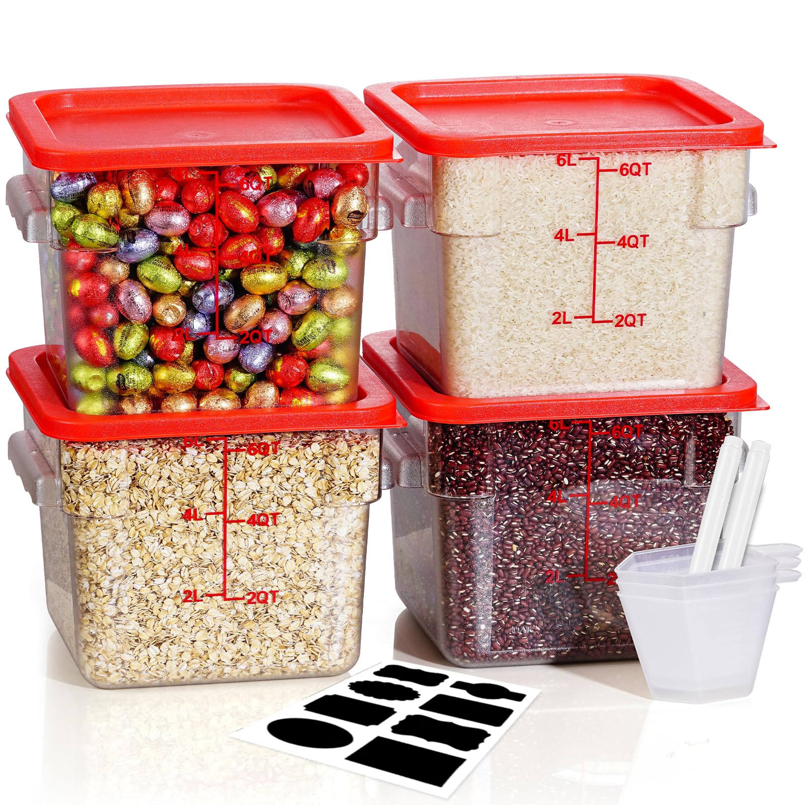 SVKLHY 6QT Clear Food Storage Containers: 8 PCS[Food Grade][Hot&Cold Resistant] NSF Food Storage Containers with Lids for Home Restaurant Kitchen Storage Pizza Proof Dough, BPA Free (N5)