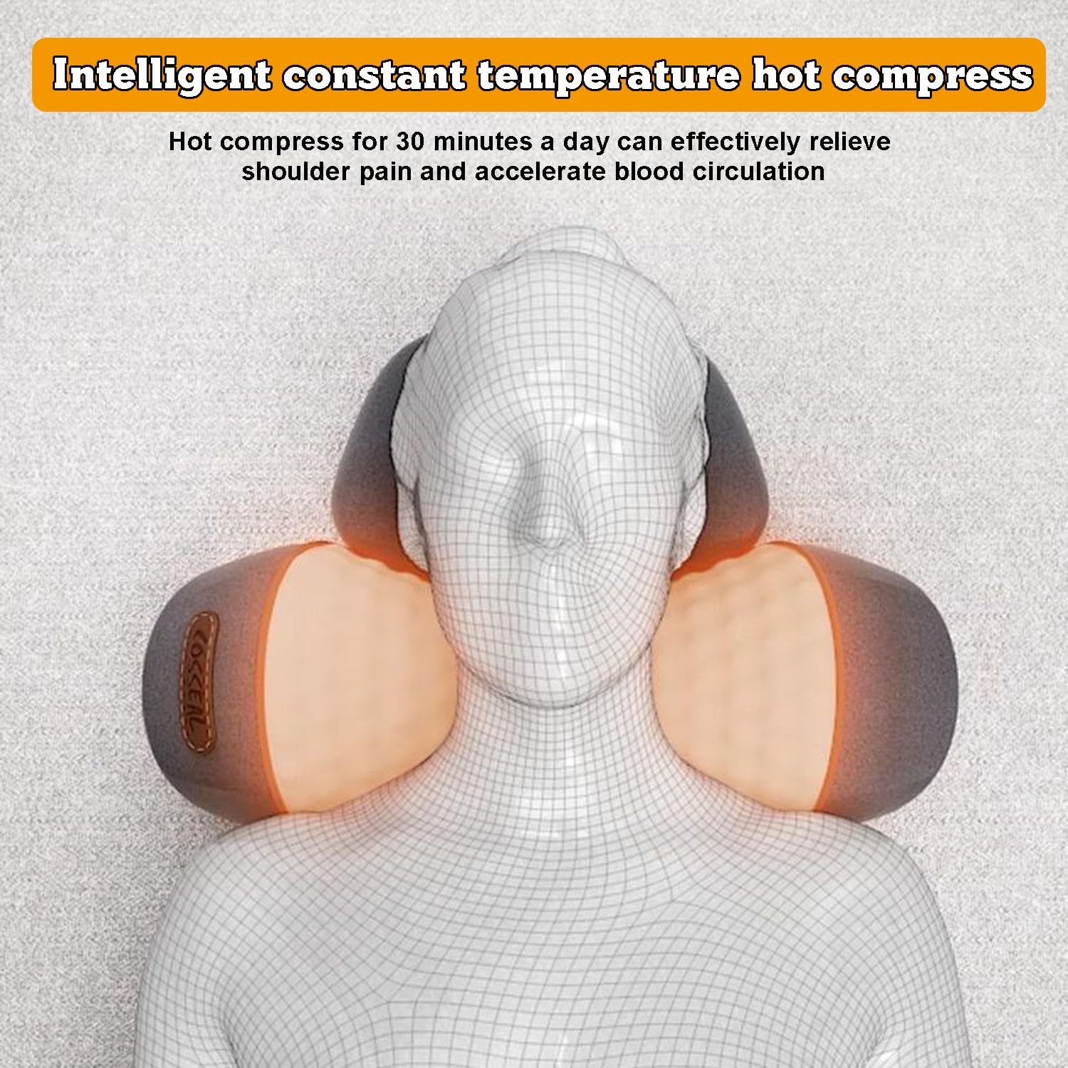 AVSMGP Almohada Cervical Ergonómica, Almohada Cervical de Espuma viscoelástica con función de Masaje de calefacción, Estiramiento y vibración, Almohada Cervical Ortopédica Contorno Cuello,Negro,A