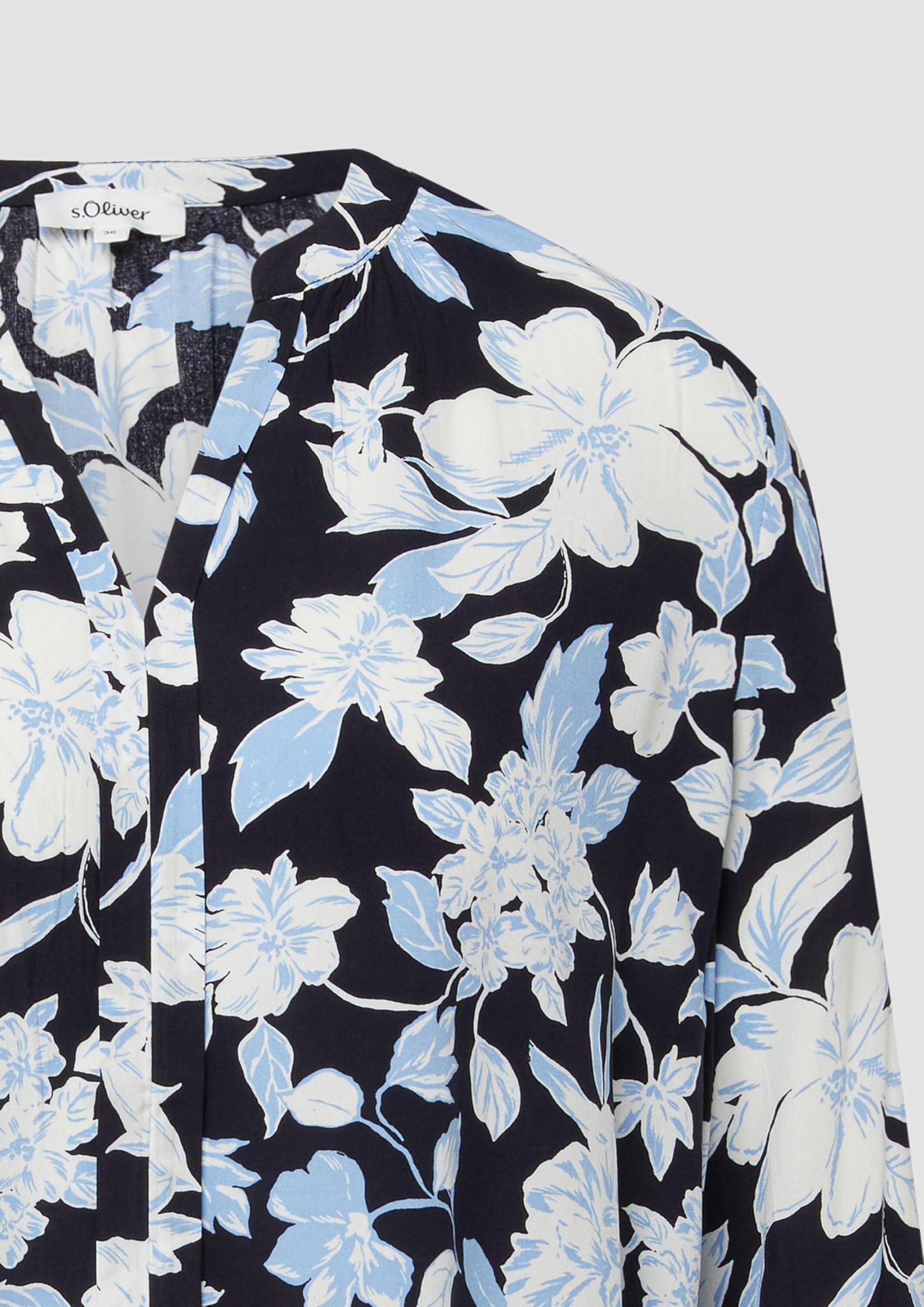 s.Oliver Damen 2174662 Bluse Langarm mit Allover Muster (1er Pack)