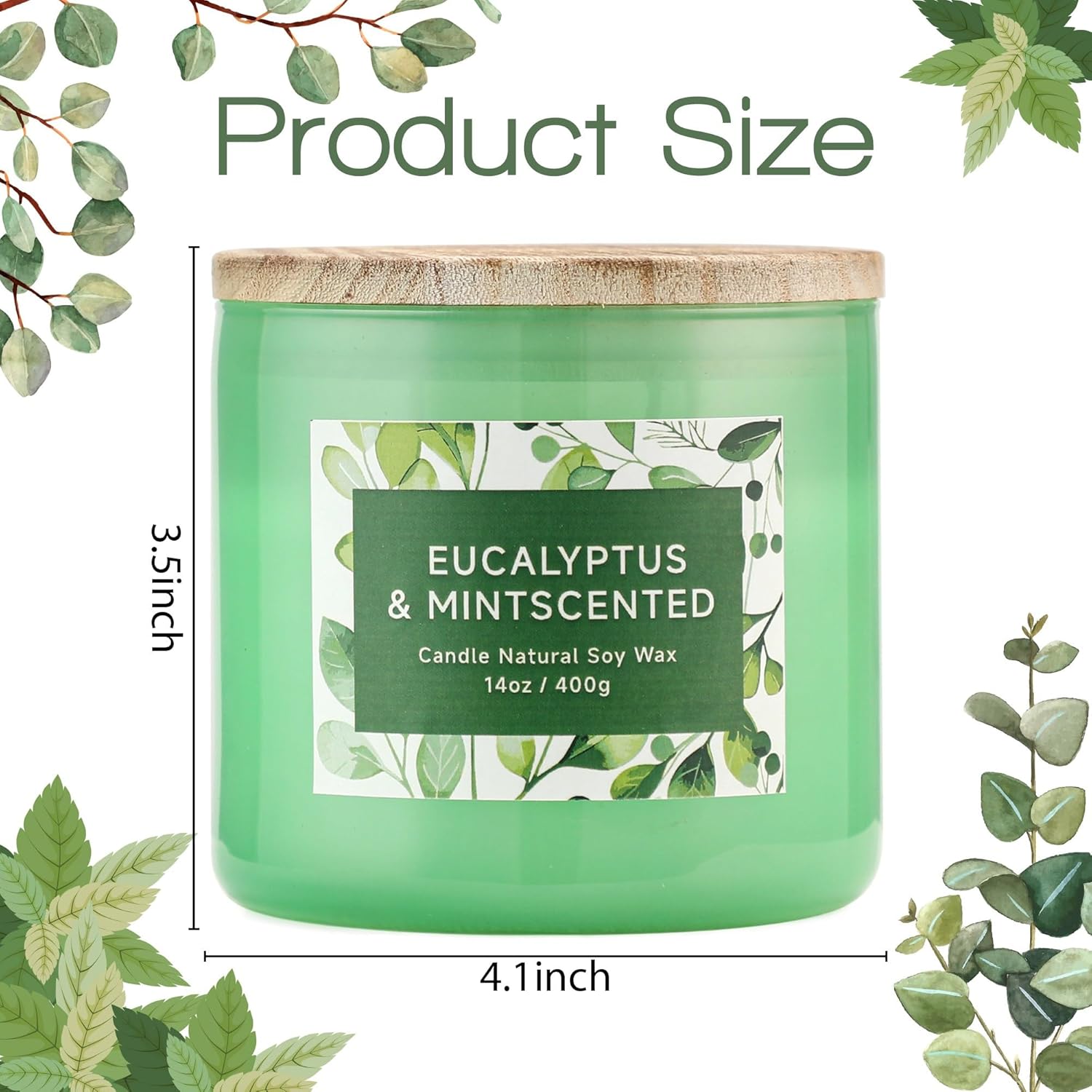 Eucalyptus & Mint Scented Candle - 3 Wicks 14 oz Soy Wax Candle, Christmas Relaxing Gift for Women and Men, Aromatherapy Candles for Stress Relief, Meditation, Yoga, SPA - Image 6