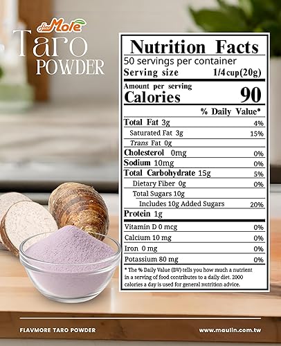 Miniatura 2 de Flavmore Mezcla de polvo Taro, 2.2 libras, perfecta para leche de taro, granizado, batido, té de burbujas y té Boba. Sin gluten y lacto-vegetariano