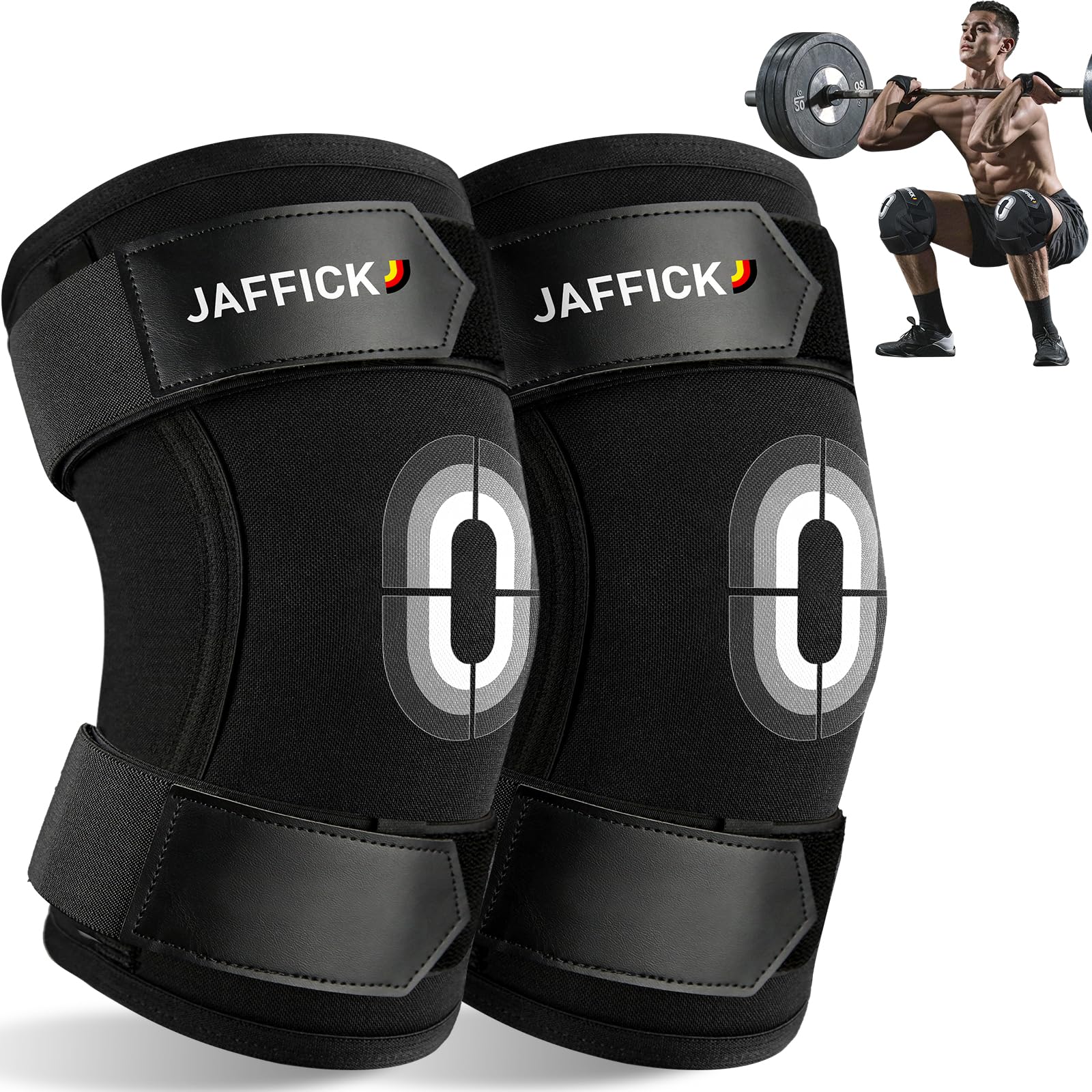 Jaffick Knee Sleeves (1 Pair),Double Layer Compression Knee Braces for Suitable for Squats, Weightlifting, Powerlifting, Gym Exercises, Unique Pressure Belt Design?7MM Neoprene Sleeves