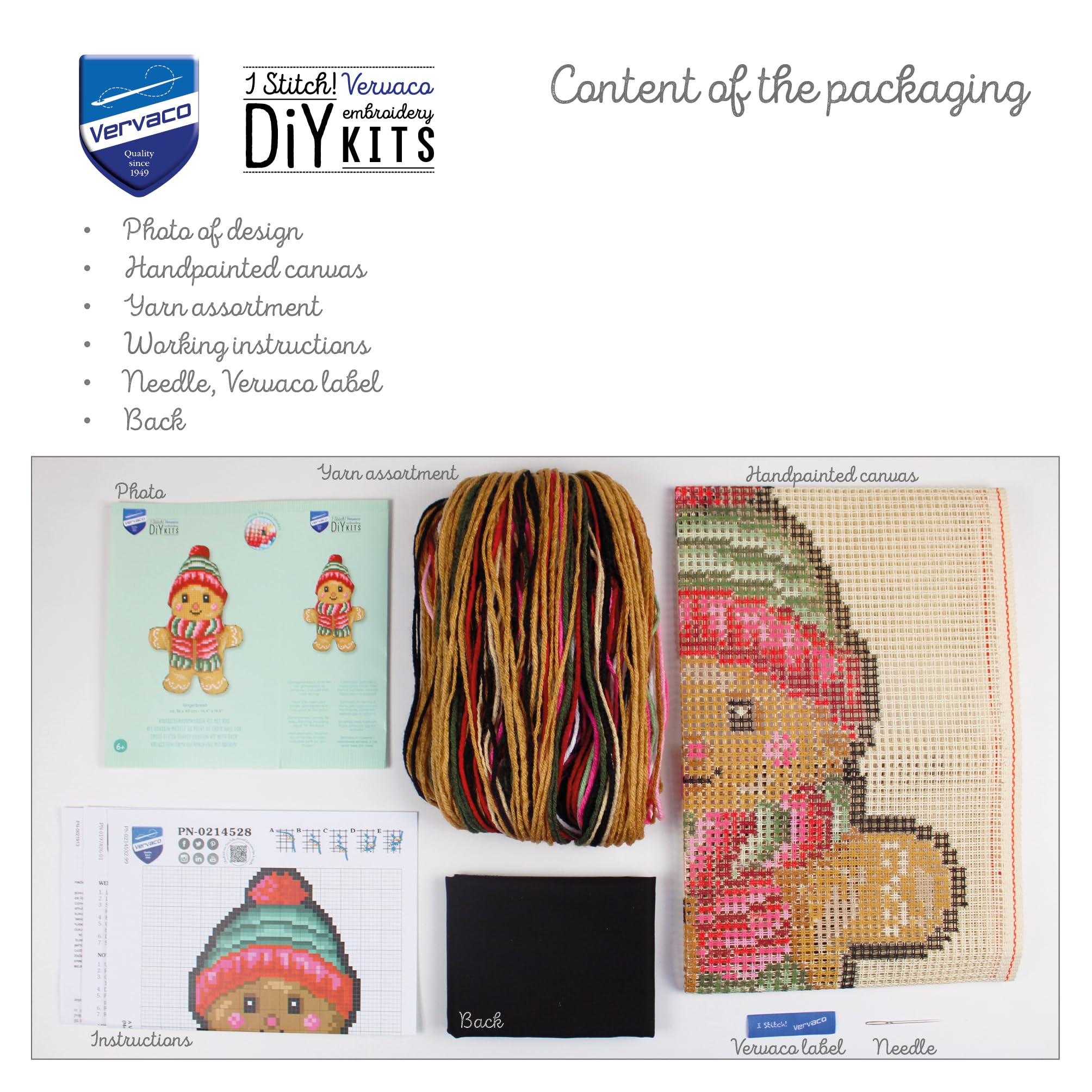 VERVACOZestaw do Haftu Krzyżykowego Poduszka z TyłemPIERNIK Kanwa z Nadrukiem 36 x 49 cm Gruba Włóczka Akrylowa Zrób to Sam Dekoracja Domu DIY Cross Stitch Kit