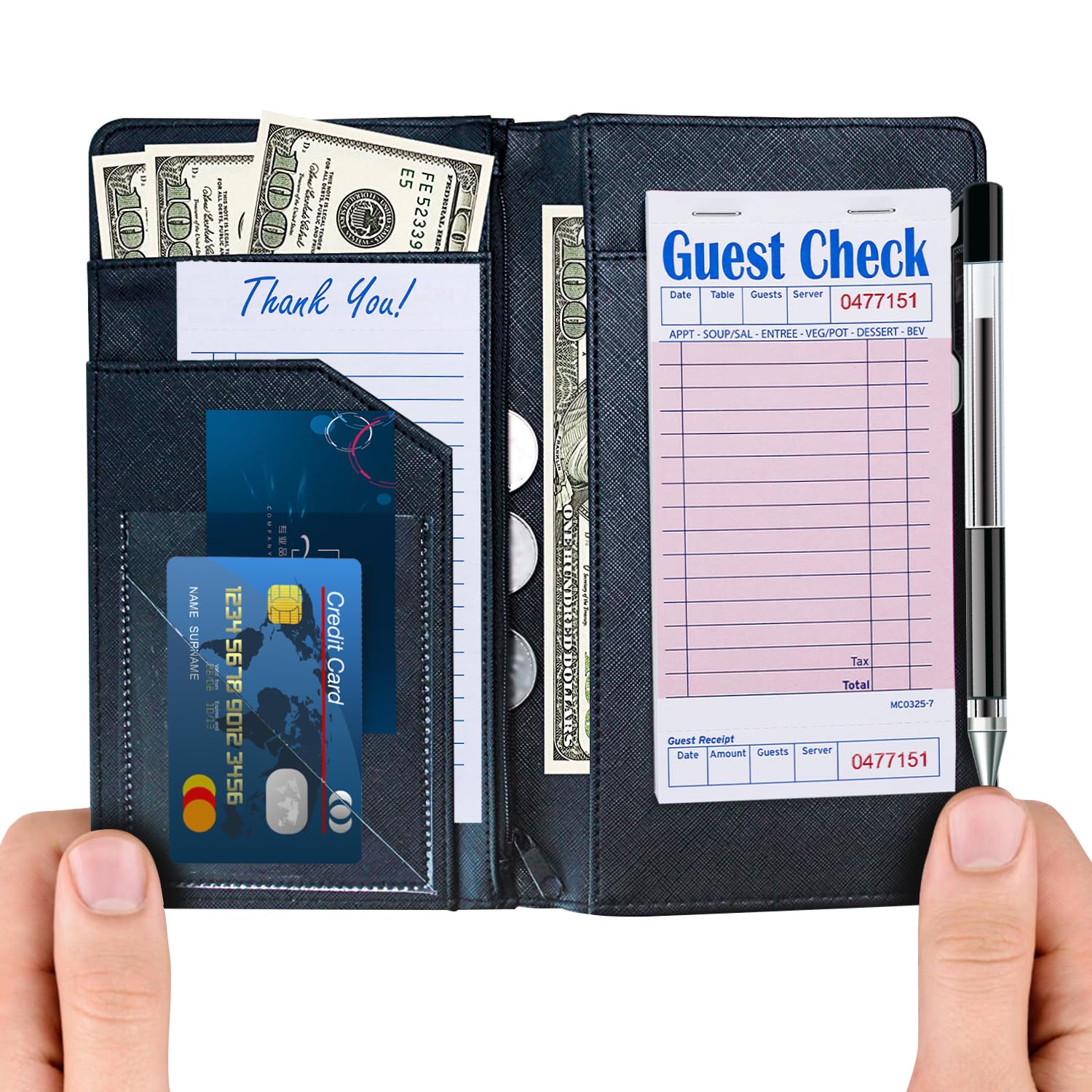 Methdic Guest Checks - Bloc de notas de servidor rosa, 1000 pedidos, bloc de notas para camarera para restaurantes (20 libros)
