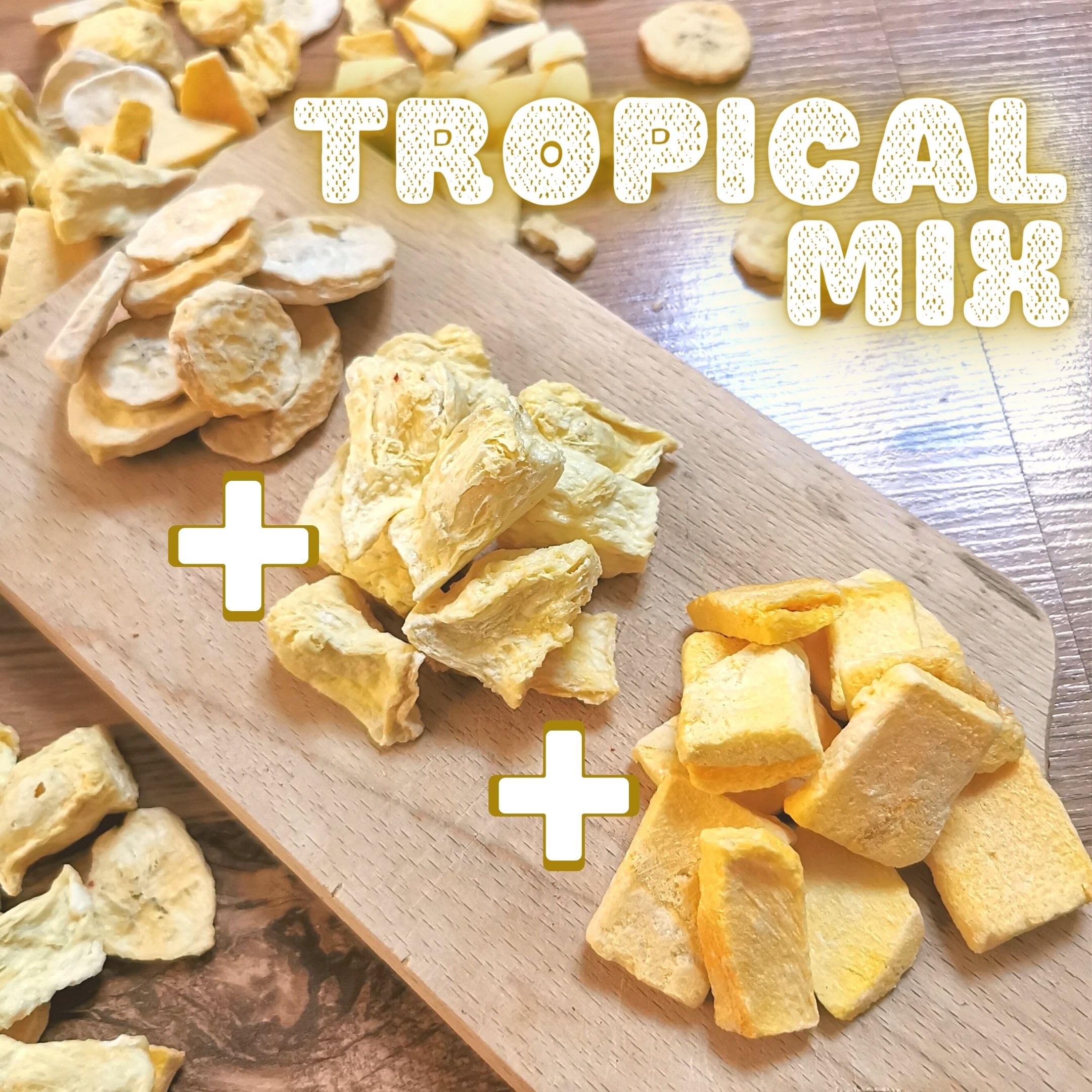 Frutas Liofilizadas | XL 350g Mezcla Plátano Seca, Piña, Mango | Fruta Seca Pura | Comida Liofilizada | Freeze Dried Fruit Tropical Banana Mango Pineapple Mix | Fruta Tropical ZingyZoo