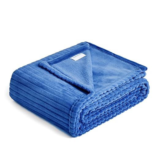 FFLMYUHUL I U Fuzzy Throw Blanket with Super Soft and Warm Throw Flannel Blanket (Mt07-royal Blue, 60