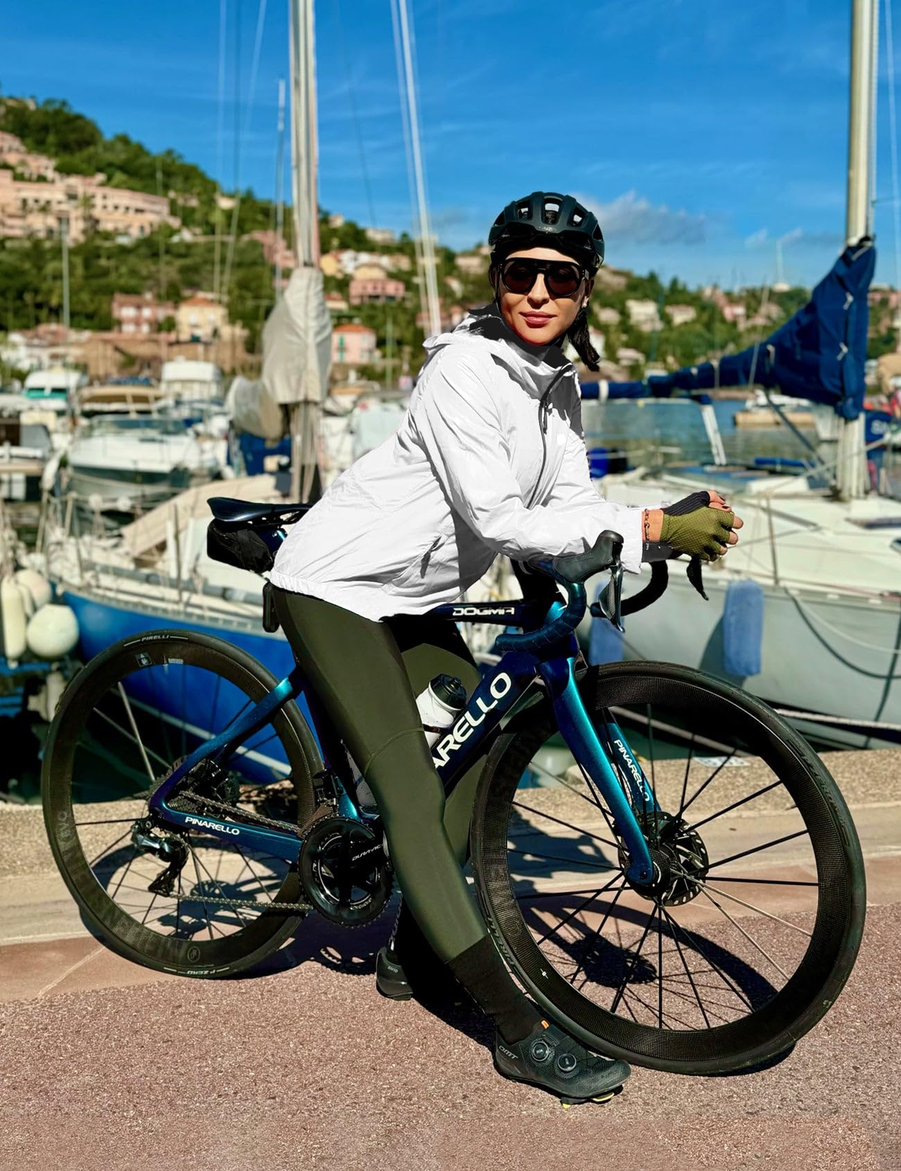 FitsT4 Sports Damen Fahrradjacke Radfahren Laufen Jacken Leichtgewicht Wasserabweisend Windbreaker Wanderjacke Reflektierend Trekking Regenjacke mit Kapuze