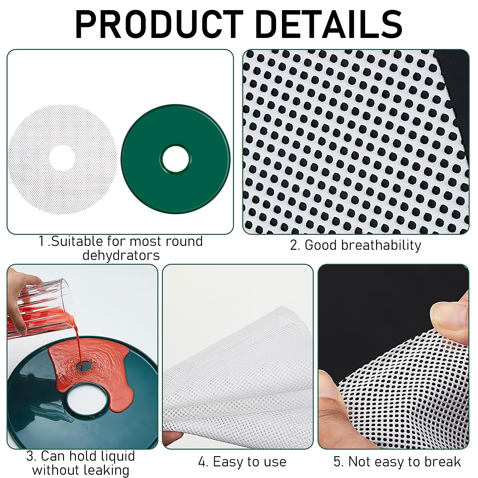Feuilles Silicone Pour Déshydrateur Alimentaire - Antiadhésives, Réutilisables - Diamètre 31,5 Cm