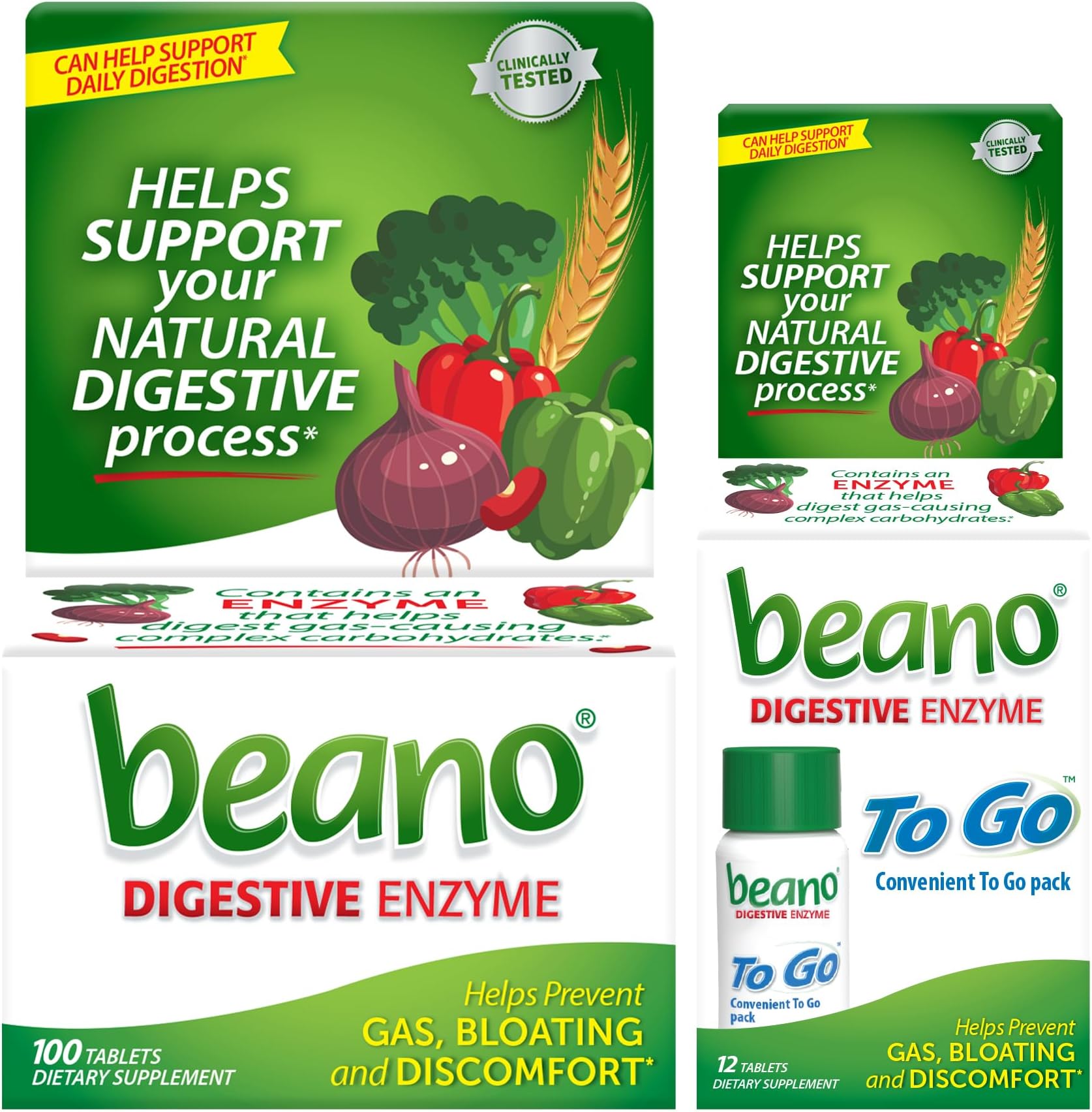 Extra Strength 100ct & beano to Go Pocket Pack 12ct