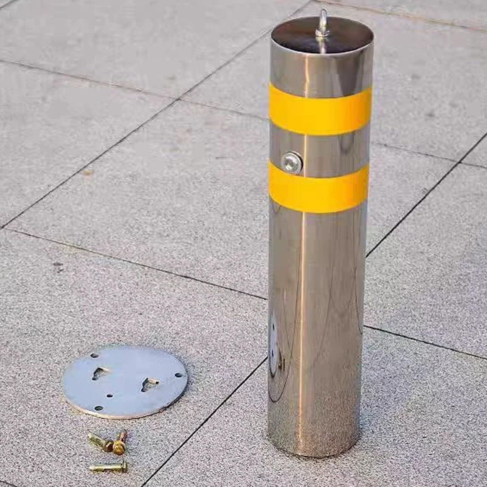 Borne de sécurité en Acier Inoxydable - Délinéateur réfléchissant pour allées et parkings - Poteaux de sécurité idéaux pour Les Zones à Fort trafic