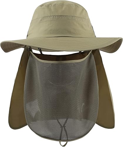 Home Prefer UPF50+ Sombrero de sol para hombre con solapa para el cuello ala ancha protección solar UV sombrero con solapa para el cuello para mujer