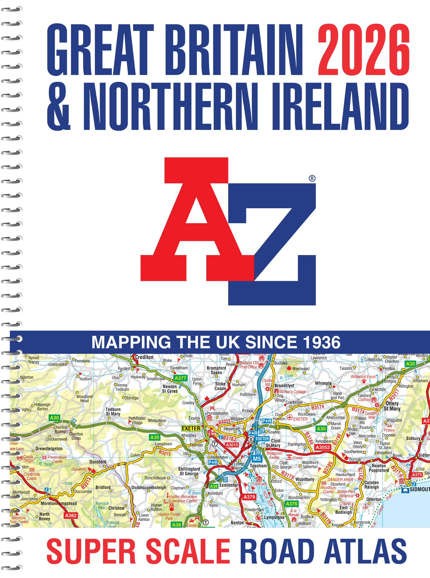 Great Britain A-Z Super Scale Road Atlas 2026 (A3 Spiral): Easy to read map of Great Britain in A3 size with spiral binding