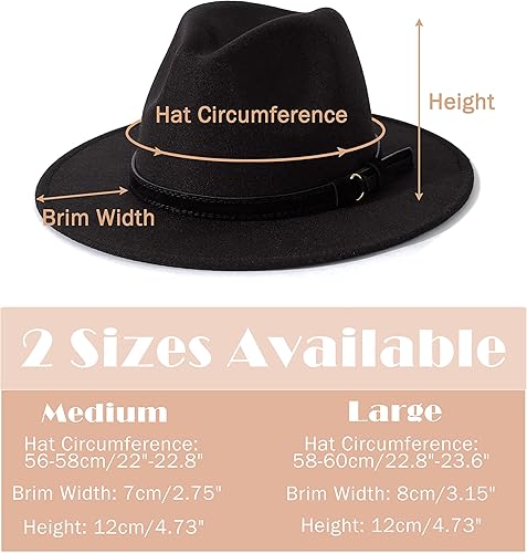 Miniatura 4 de Lisianthus - Sombrero Fedora, de ala amplia, con hebilla de cinturón, para hombre y mujer