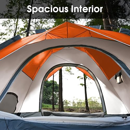 Miniatura 6 de MOON LENCE Tienda de campaña familiar desplegable para 4 personas, carpa portátil instantáneaautomática impermeable a prueba de viento para camping,