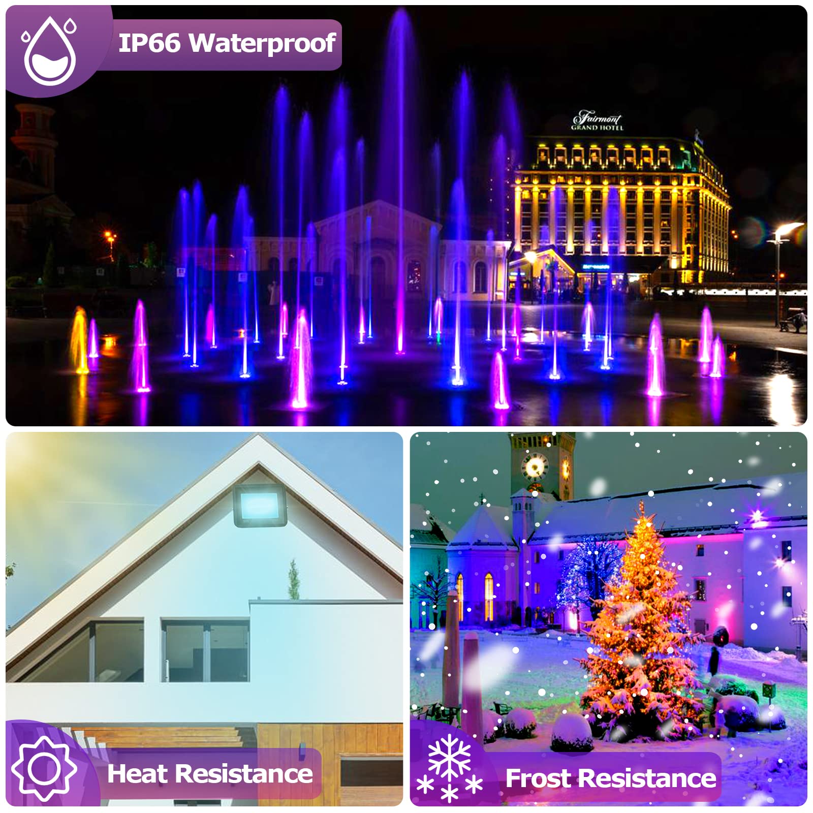 Herrselsam Foco LED RGB de 50 W con mando a distancia, foco LED RGB, regulable con 16 colores, 4 modos, IP66, resistente al agua, para fiestas, jardín, luz de ambiente (8 unidades)
