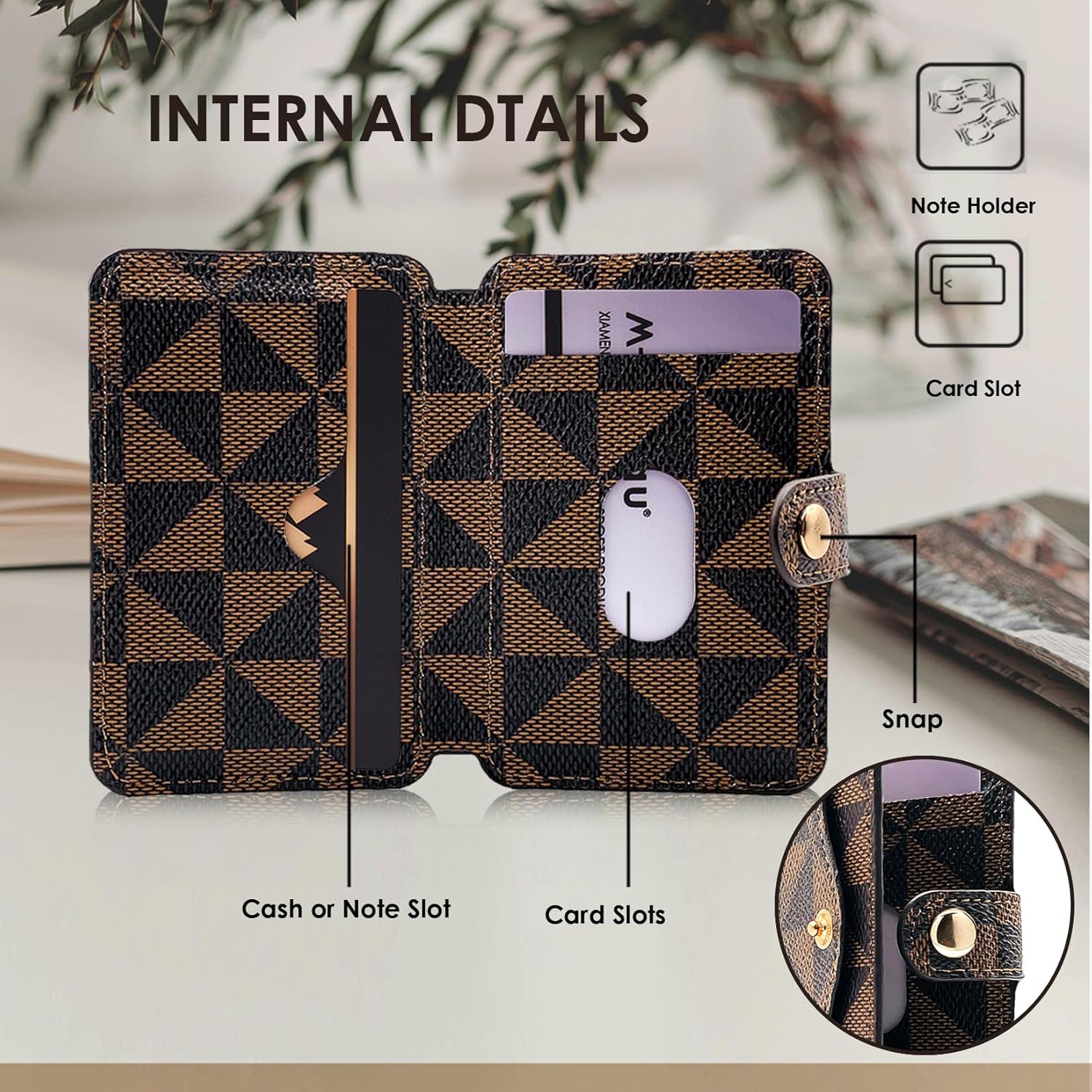 M-Plateau Card Holder for Phone, Stick On Phone Wallet With 3M Adhesive (Brown and Black) - Image 3