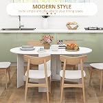 HOMCOM Oval Folding Dining Table, Space Saving Drop Leaf Table for Kitchen, Dining Room, Living Room, Distressed White