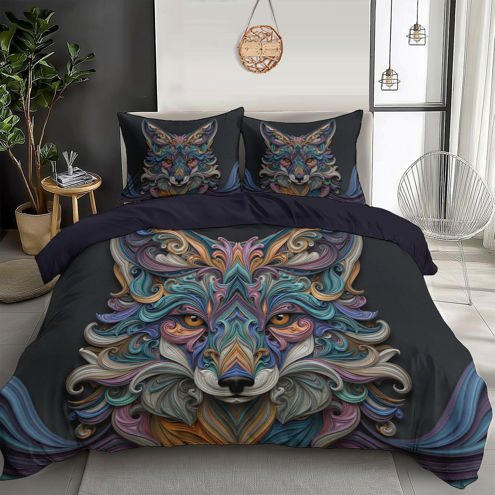 Housse de couette 220x240 renard quilling en microfibre chic
