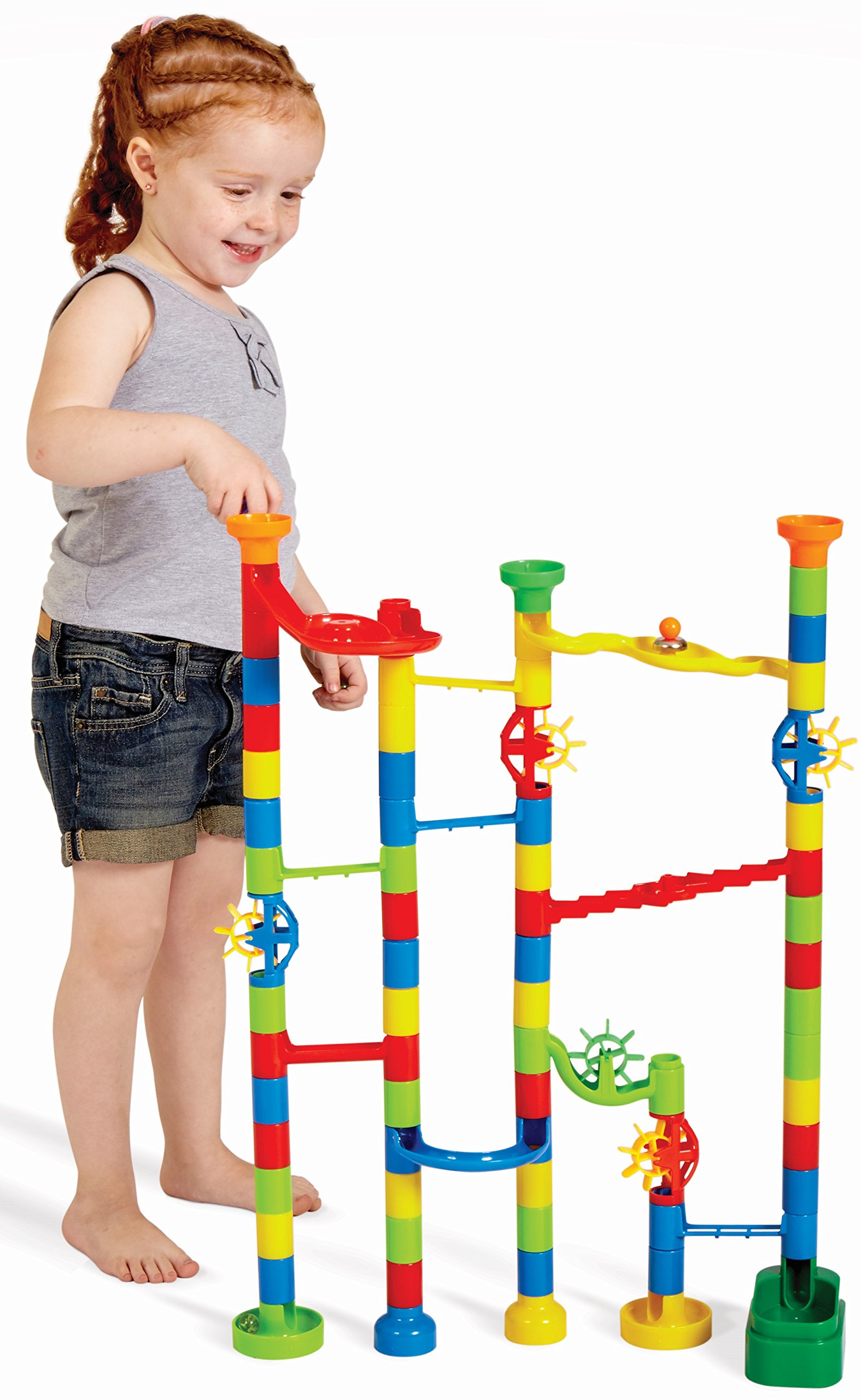 Buy 100 Piece Marble Run Toy Set 80 Colorful Pieces + 20 Marbles To