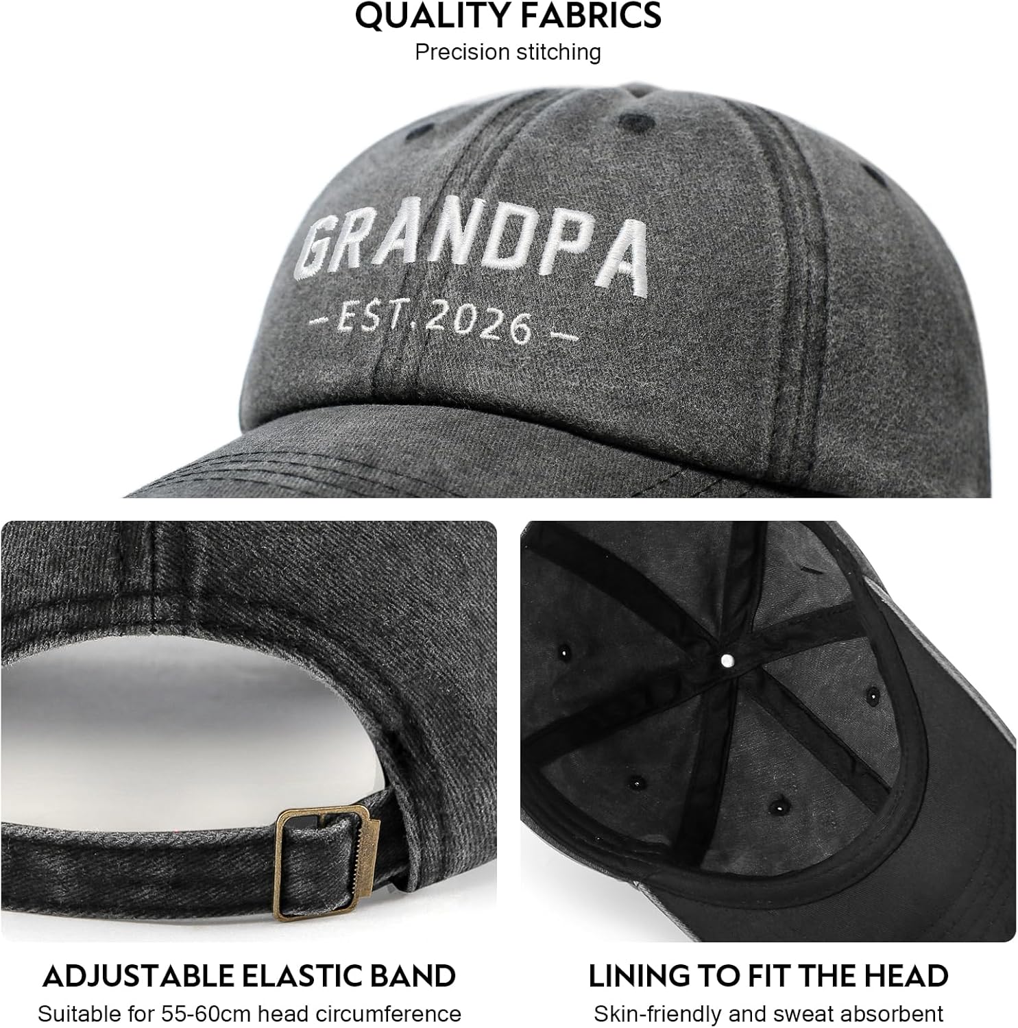 New Grandpa Gifts, First Time 2026 Promoted to Grandpa to be Gifts, Grandfather Hat, Adjustable Baseball Caps - Image 4