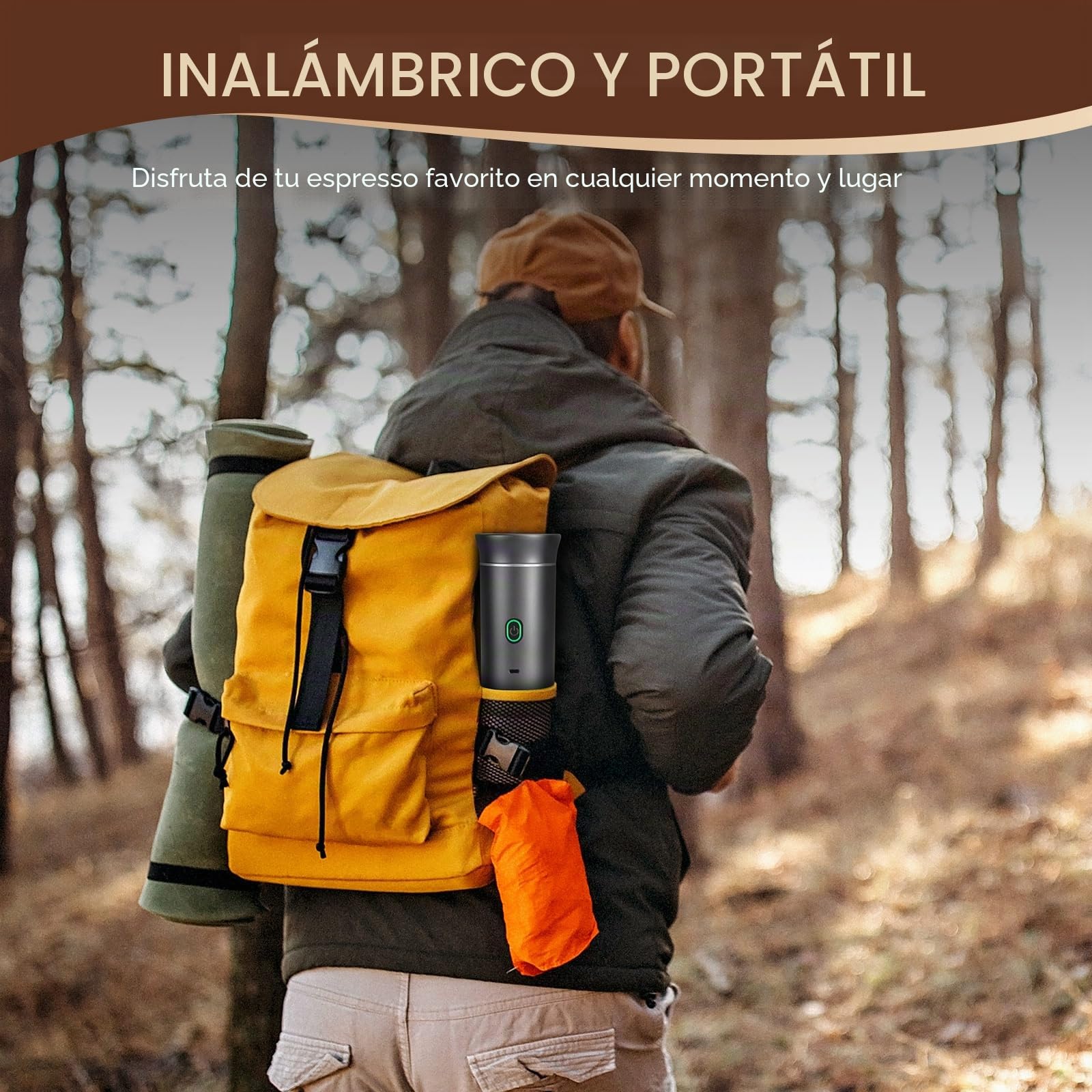 LAMA Cafetera Portátil Eléctrica de Cápsulas Compatible con Cápsulas de Café y Café en Polvo, Calentamiento Instantáneo, Mini Cafetera para Camping, Coche, Viaje, Gris