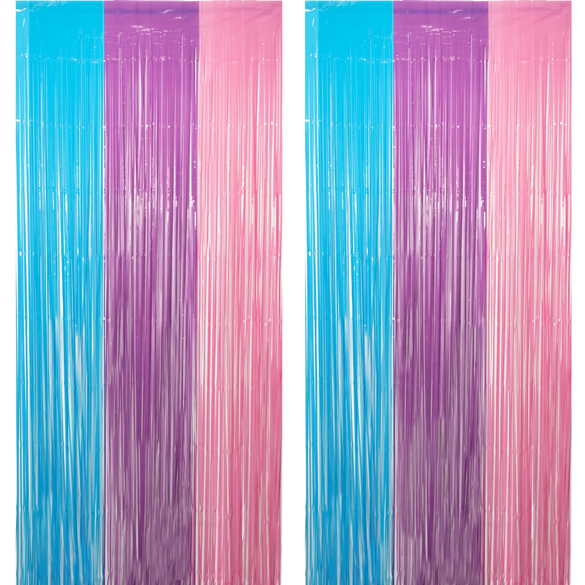Blue Purple Pink Tinsel Backdrop - GREATRIL Pastel Foil Fringe Curtain Streamers for Pony Theme Birthdays Mermaid Shower Unicorn Girls Party
