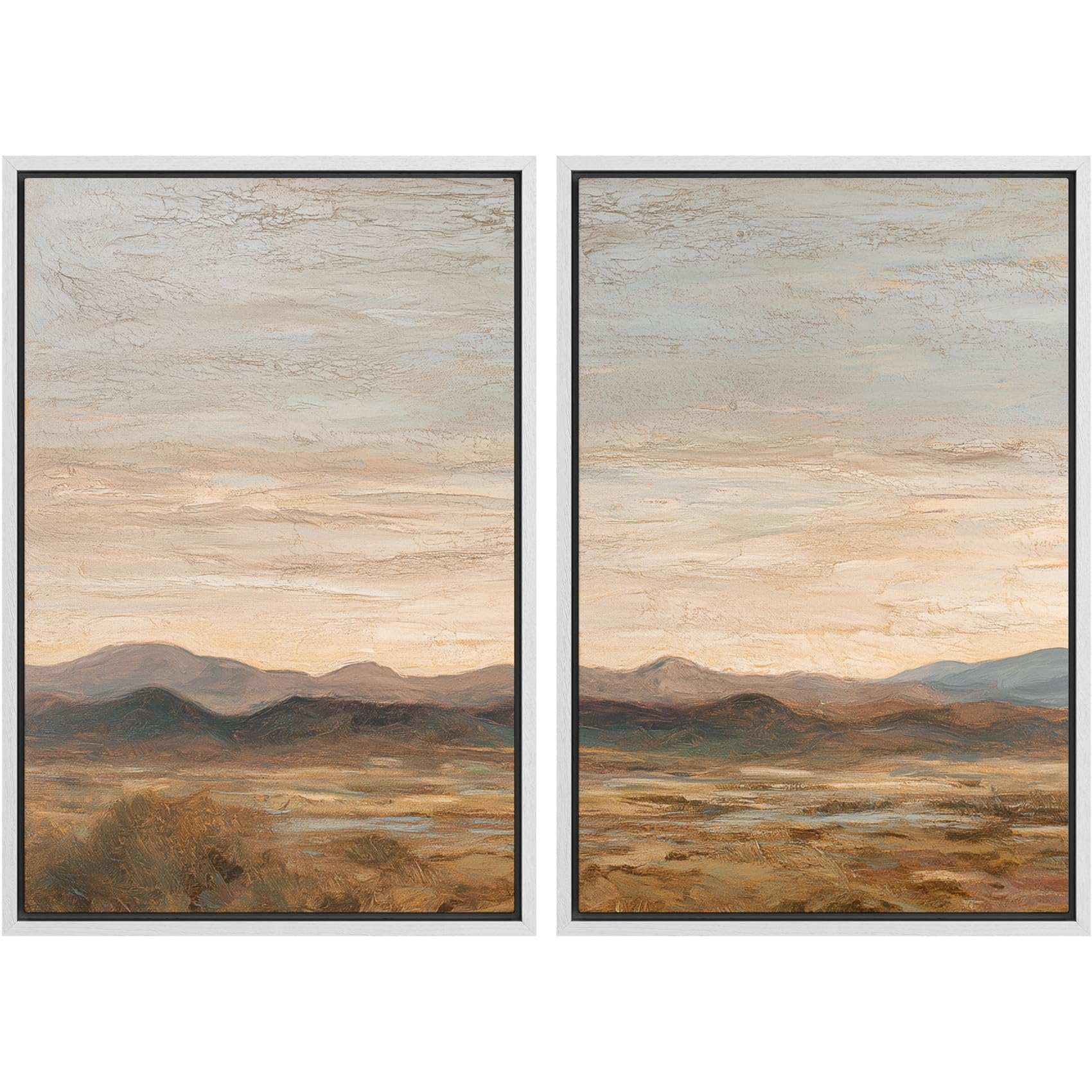 MUDECOR Framed Canvas Print Wall Art Set Watercolor Pastel Green Tan Landscape Abstract Shapes Illustrations Modern Art Decorative Contemporary for Living Room, Bedroom, Office - 16"x24"x2 Natural — view 113