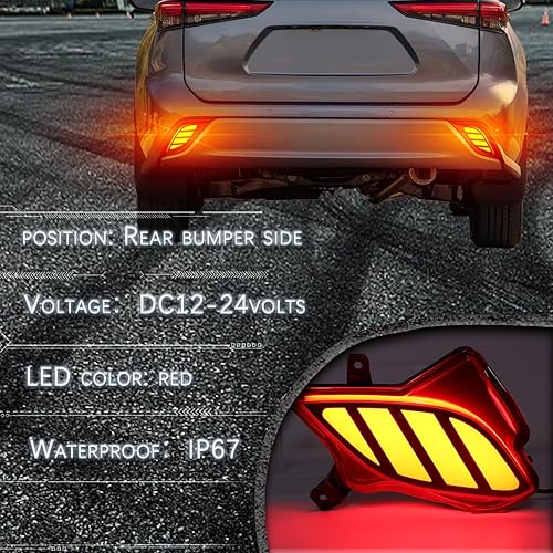 Miniatura 3 de GeeGee Conjunto de luz antiniebla LED de lente roja superior – Lámpara antiniebla trasera 3 en 1, luz de freno, reflector, compatible con Toyota