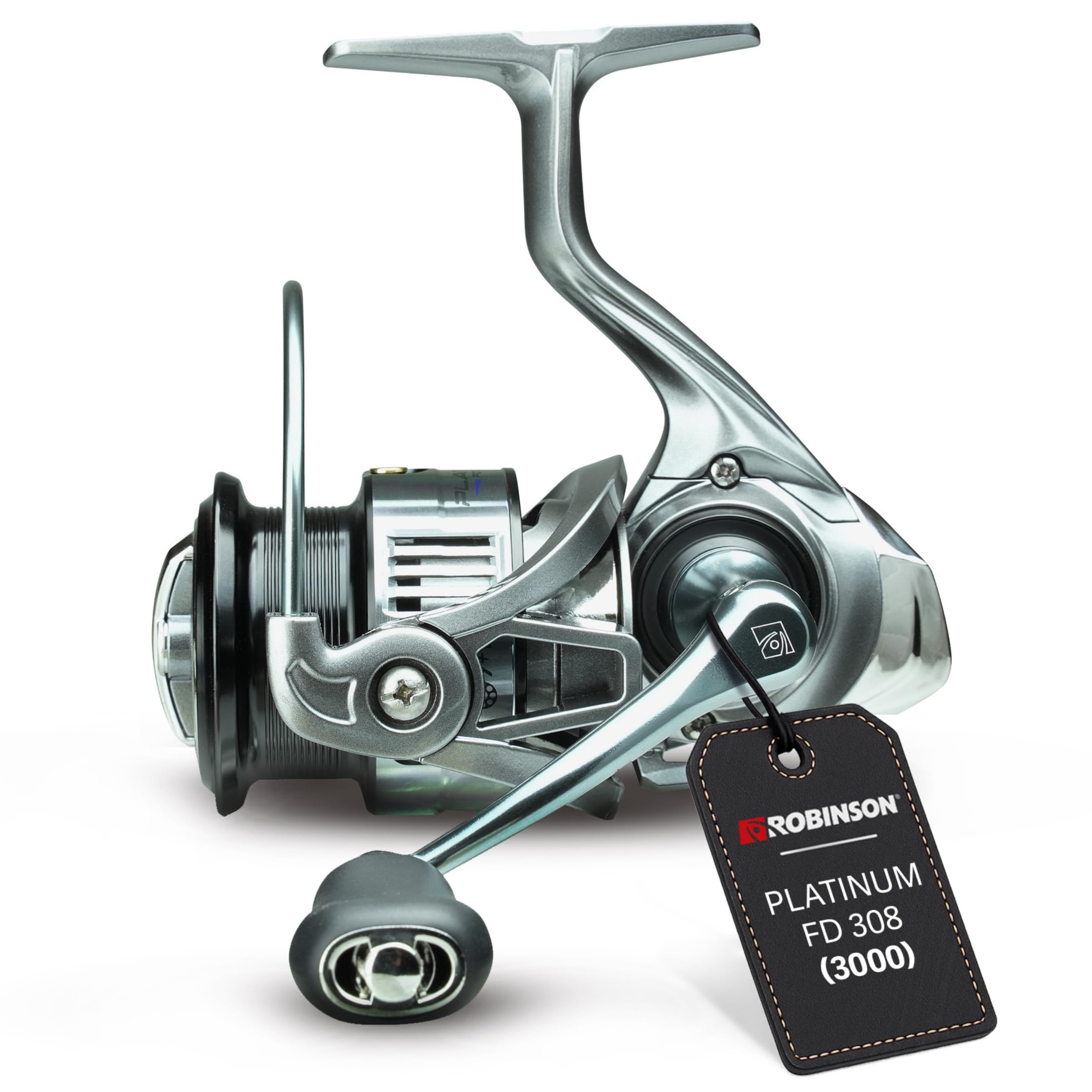 Robinson Angelrolle mit 8 Kugellagern - Rücklaufsperre - Graphitgehäuse - Aluminiumspule - 5.2:1 Übersetzung - 8kg Bremskraft - Spinnrolle - Platinum