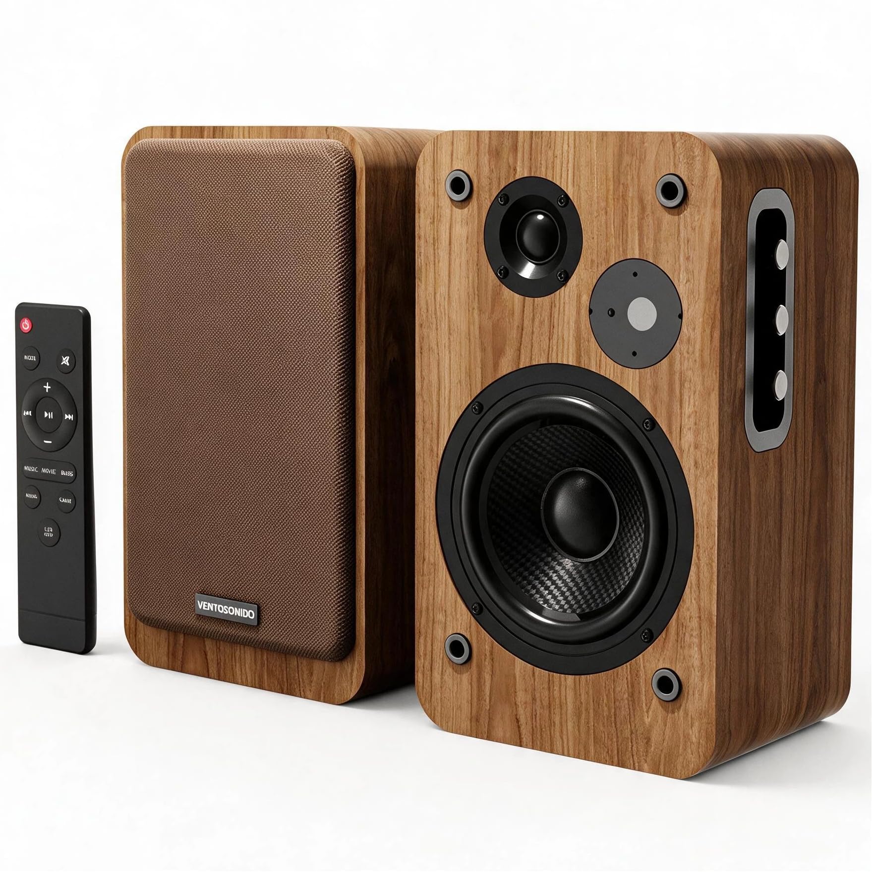 Active Bookshelf Speakers 36W RMS Studio Monitor