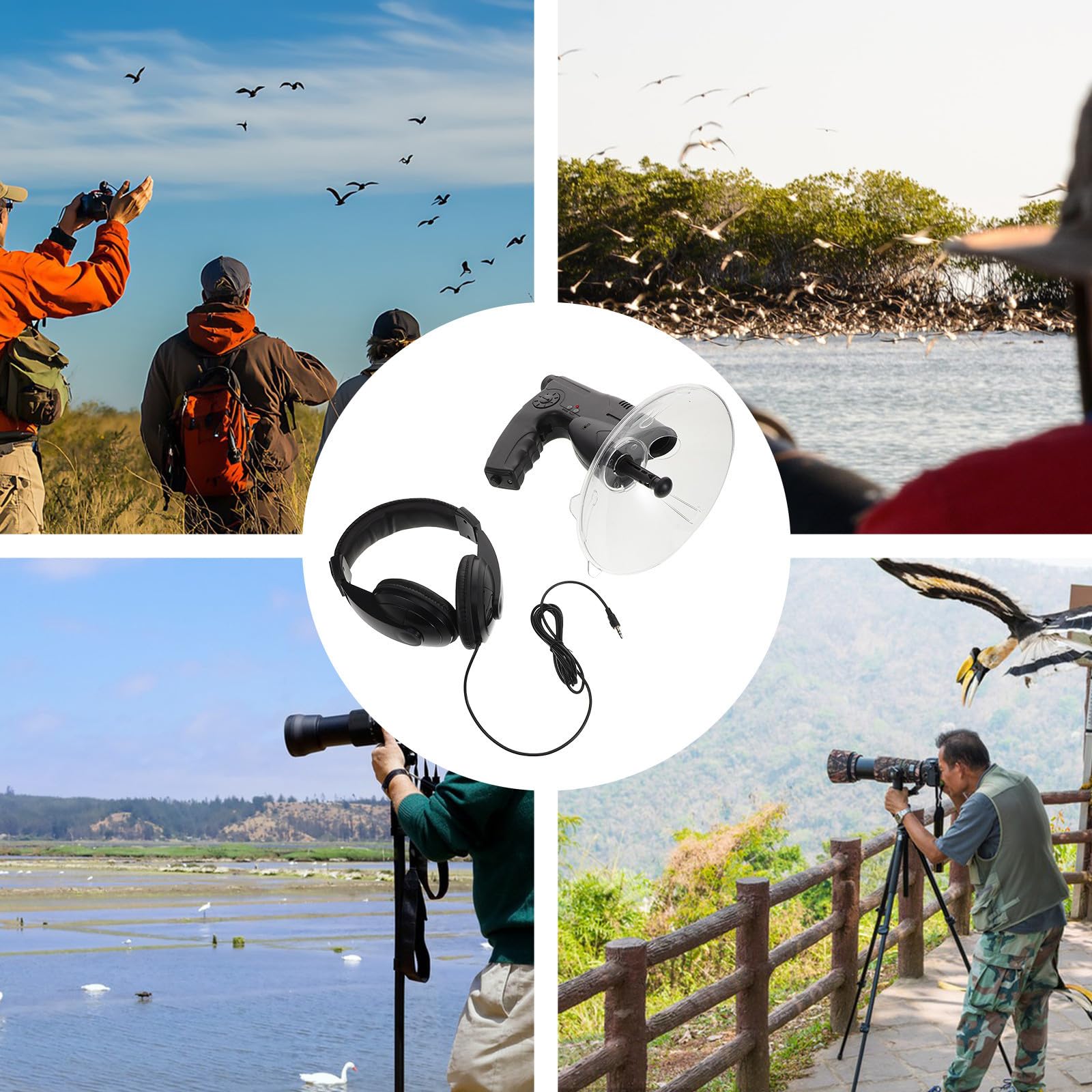 Gatuida Telescopio Monoculare 8x per Adulti in Abs Nero, Leggero e Portatile, Dispositivo di Ascolto Portatile per Birdwatching e Esplorazione della Natura