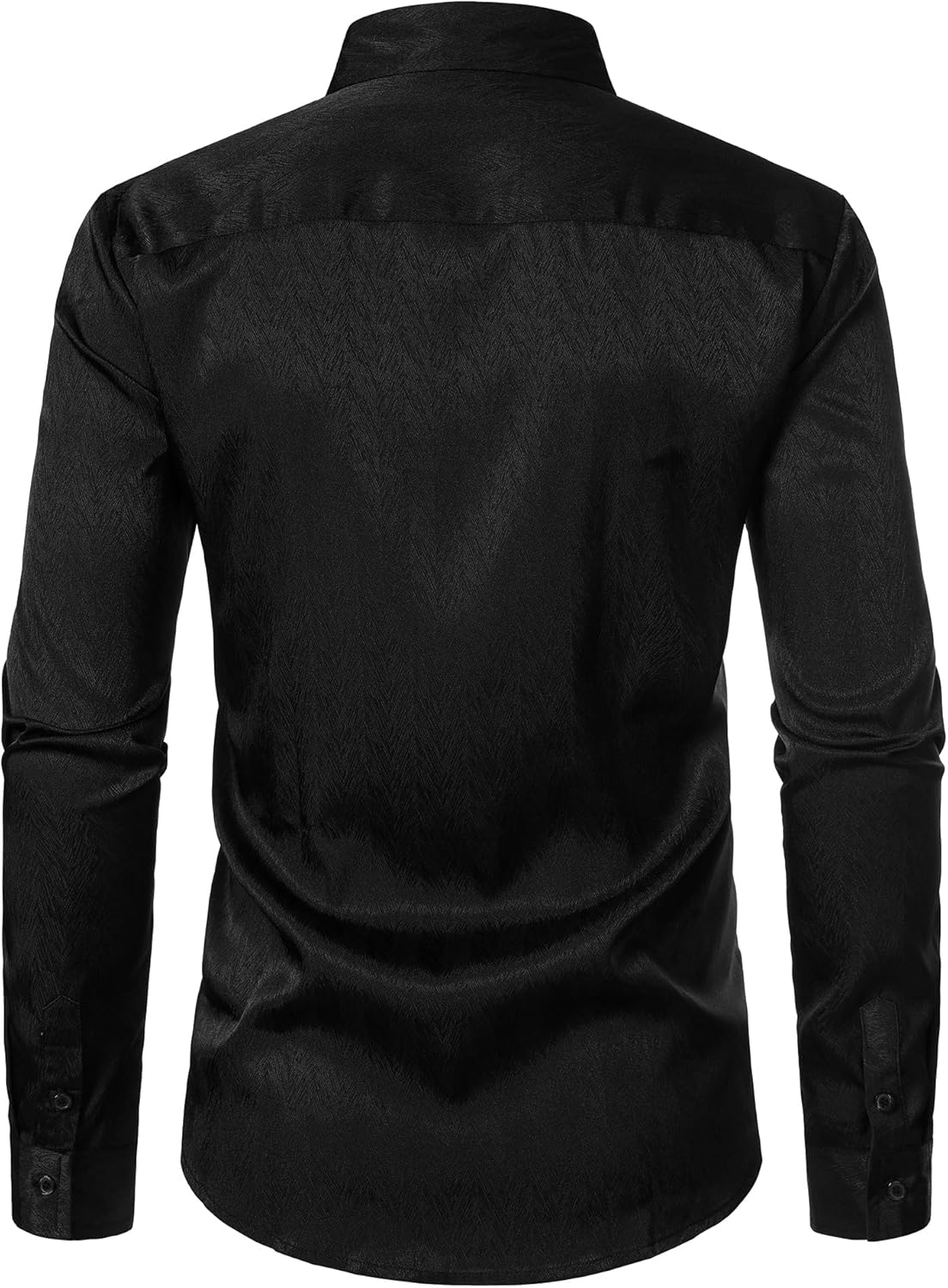 ZEROYAA Mens Shiny Satin Dress Shirts Long Sleeve Button Up Shirts for Party Prom - Image 3