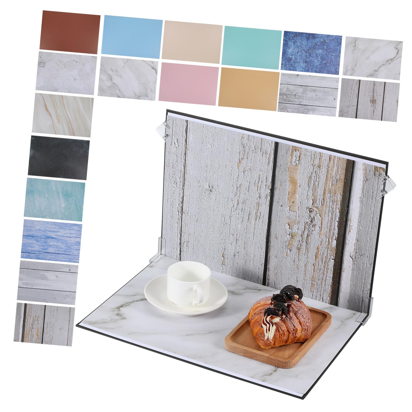 Photography Backdrop Kit with Double Sided Paper Boards Carry Bag Clips for Jewelry And Cosmetics Product Photography Setup