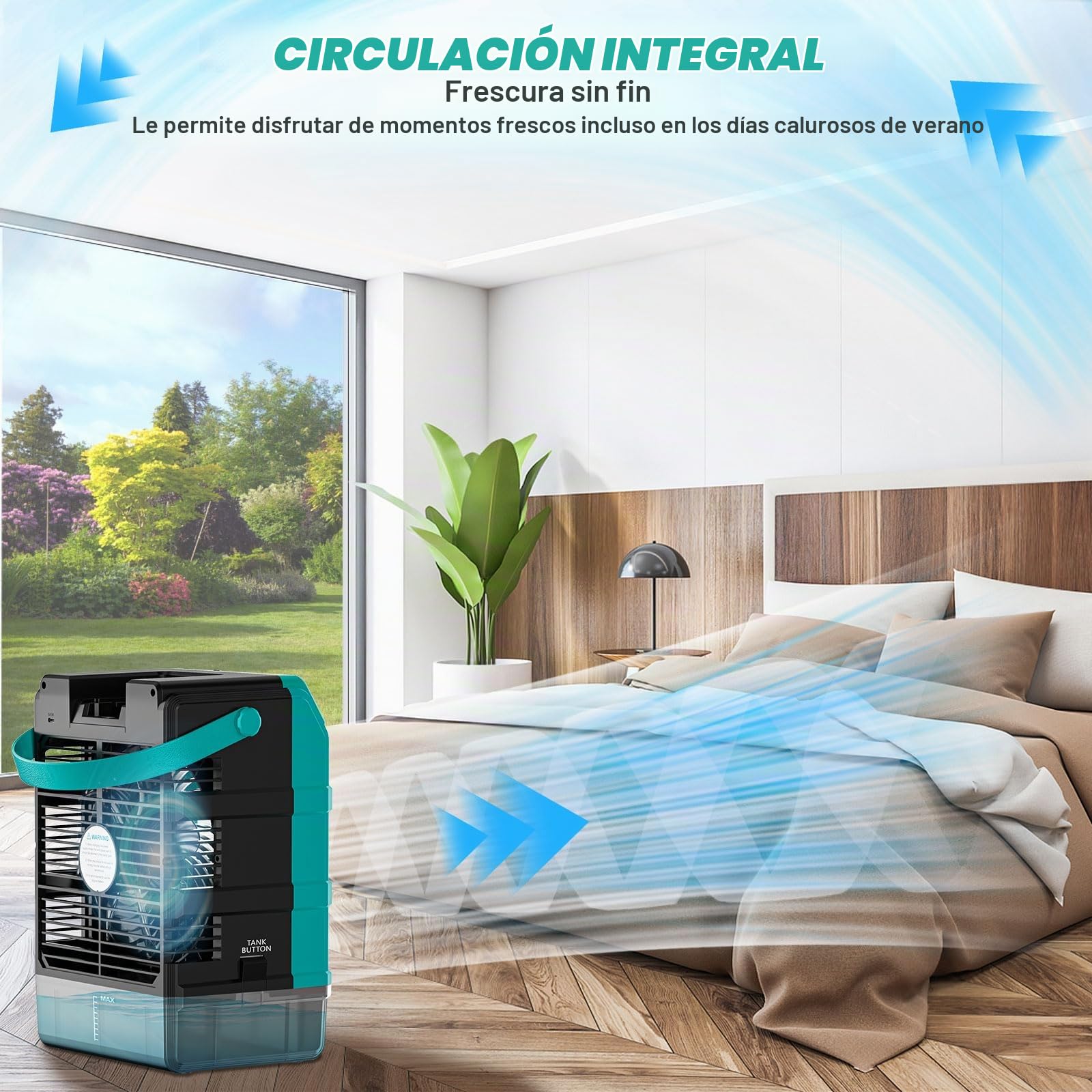 Ventilador con refrigeración por agua, compatible con batería Makita de 18 V y alimentado por USB, enfriador de aire móvil con refrigeración por agua, ventilador con humidificador para terraza, garaje