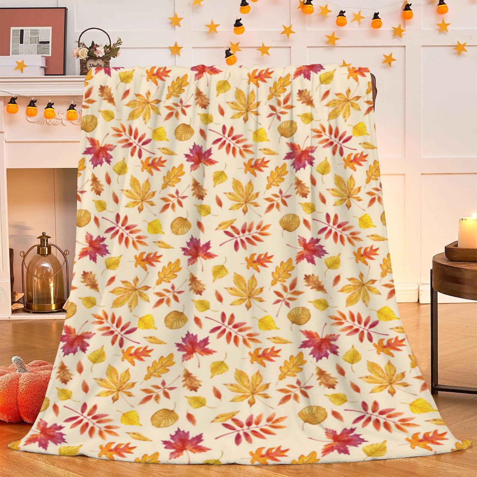 Autumn Maple Leaf Throw Blanket, Cozy Anti-pilling Fall Fleece Blanket, Soft Lightweight Flannel Blanket - Image 2