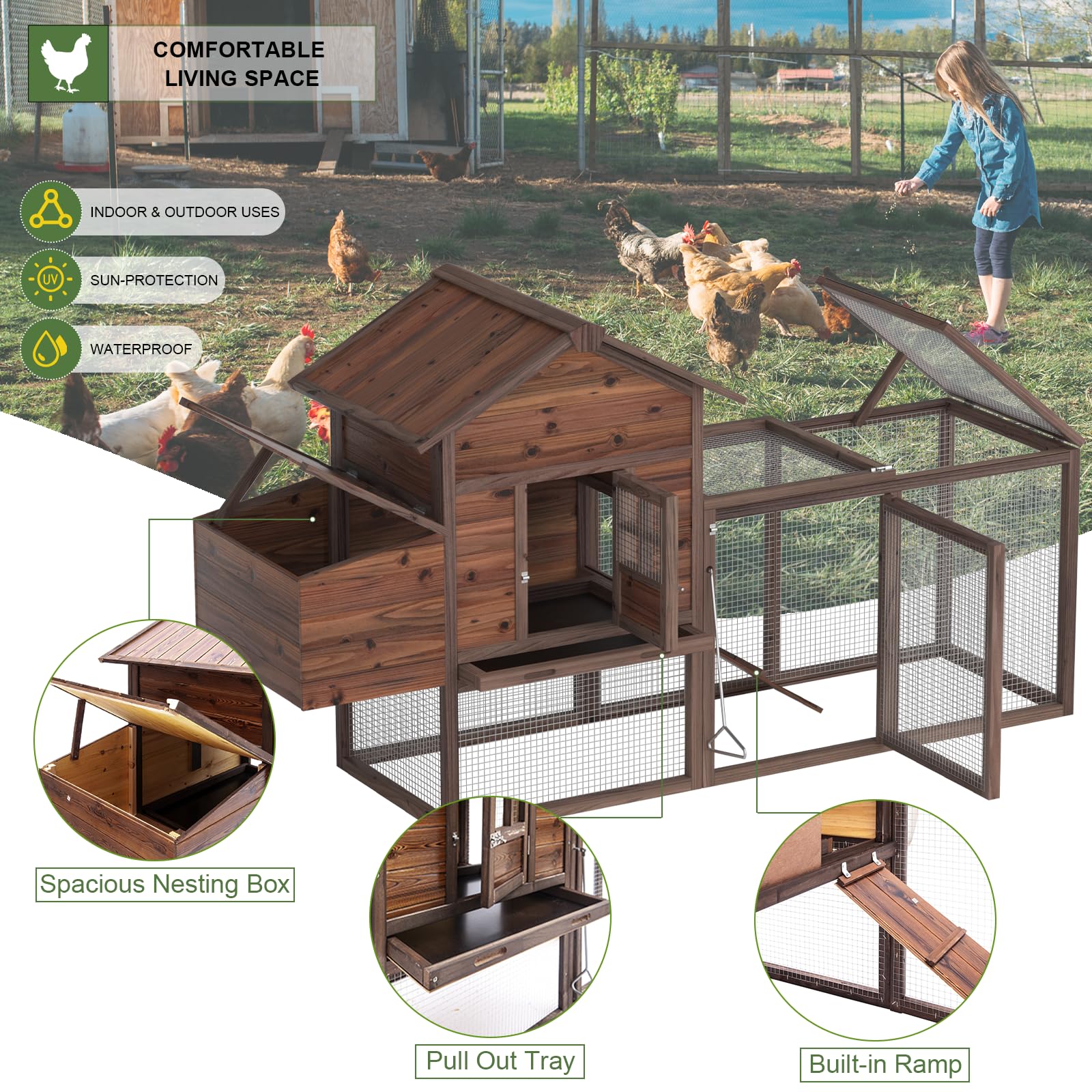 Folding Portable Chicken Run Rabbit Cage Wooden No Assembly Folding ...