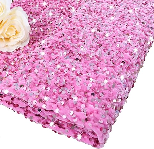 Miniatura 7 de MODFUNS The Yard - Tela de terciopelo de lentejuelas azul rey de 4 yardas, tela elástica con purpurina metálica, material de lentejuelas metálicas