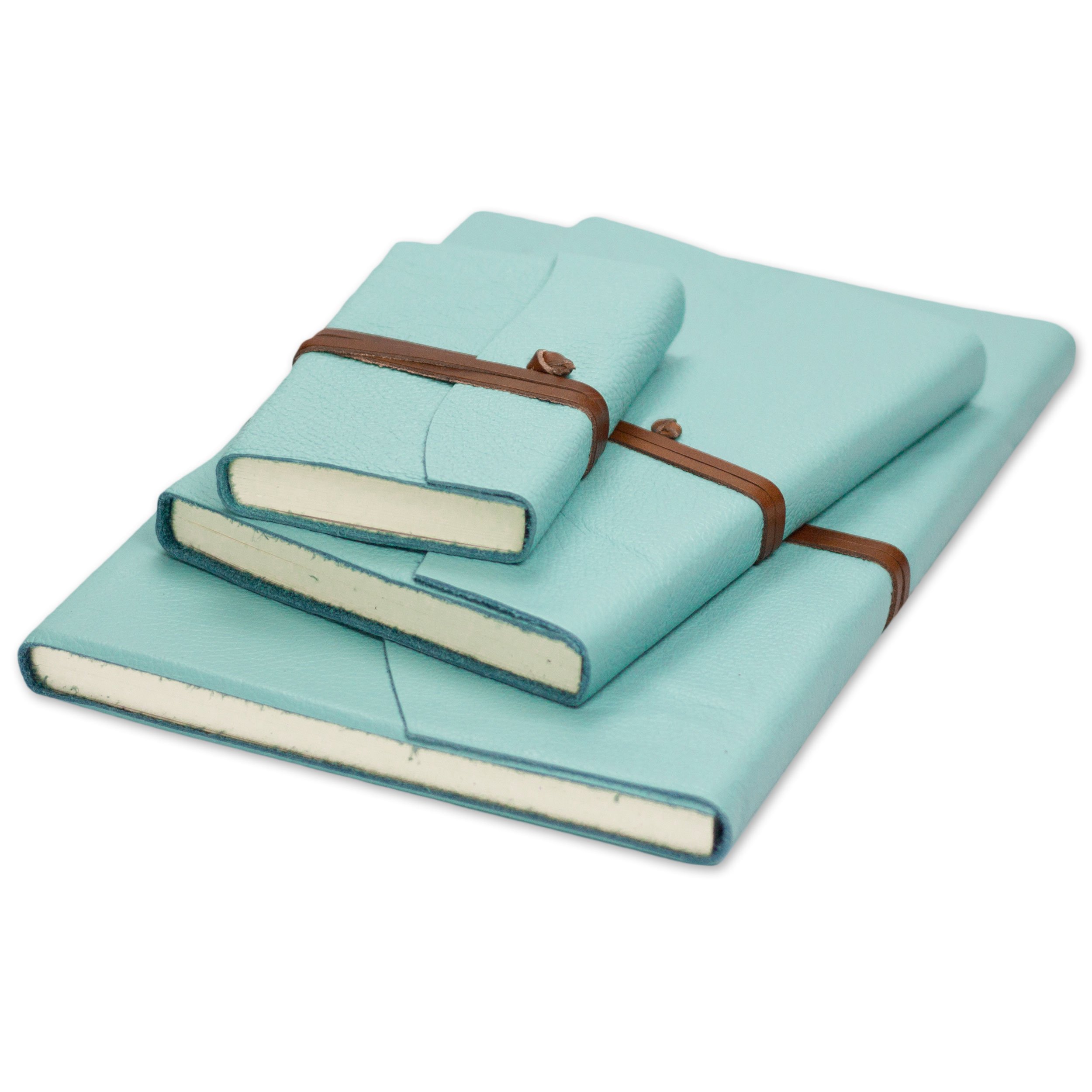 BELCRAFT Capri A5 mittelgroßes Notizbuch aus Leder, Handgearbeitet in klassischem Italienischem Stil, Geschenkschachtel inklusive, Tagebuch, Lederbuch A5 (15x21 cm) Aqua