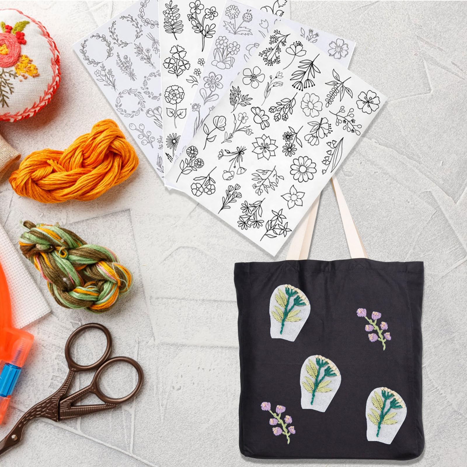 Kit 8 Stencil Per Ricamo Sashiko - Modelli Lavabili Ad Acqua Per Trapunto E Cucito A Mano - Ideale Per Principianti - Foto 4