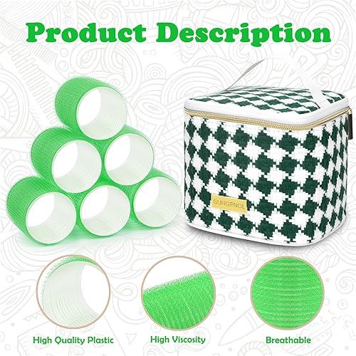 Miniatura 9 de Juego de rodillos para el cabello, 18 rodillos autoadhesivos sin calor con clips y peine, rizadores de salón para estilos de bricolaje, 3 tamaños en