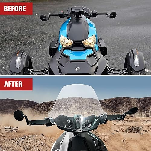 Miniatura 6 de A & UTV PRO Parabrisas Adventure Wider para Can Am Ryker 600, 900, accesorios Sport & Rally, deflector de viento ajustable XXL con revestimiento