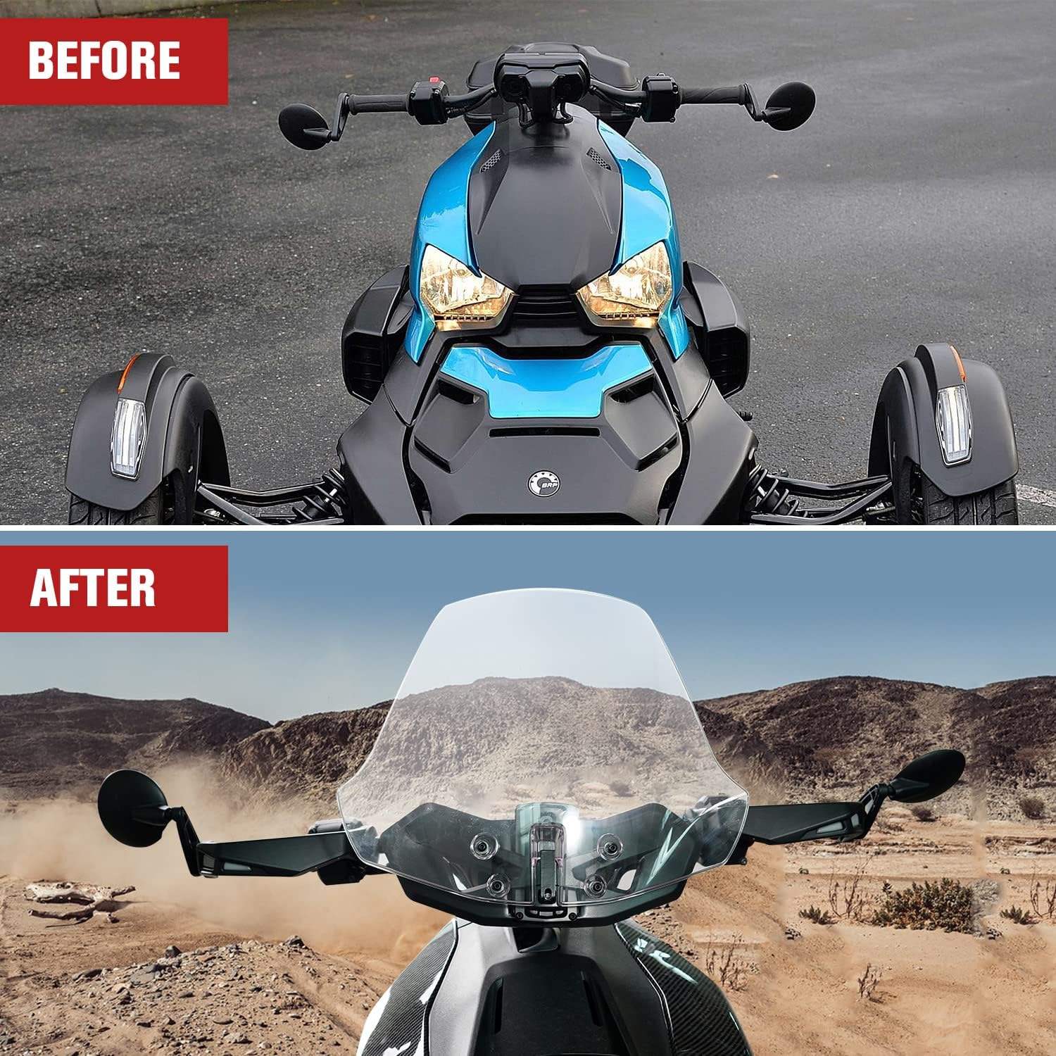 Ryker Adjustable Acrylic Windshield By Show Chrome - View #11