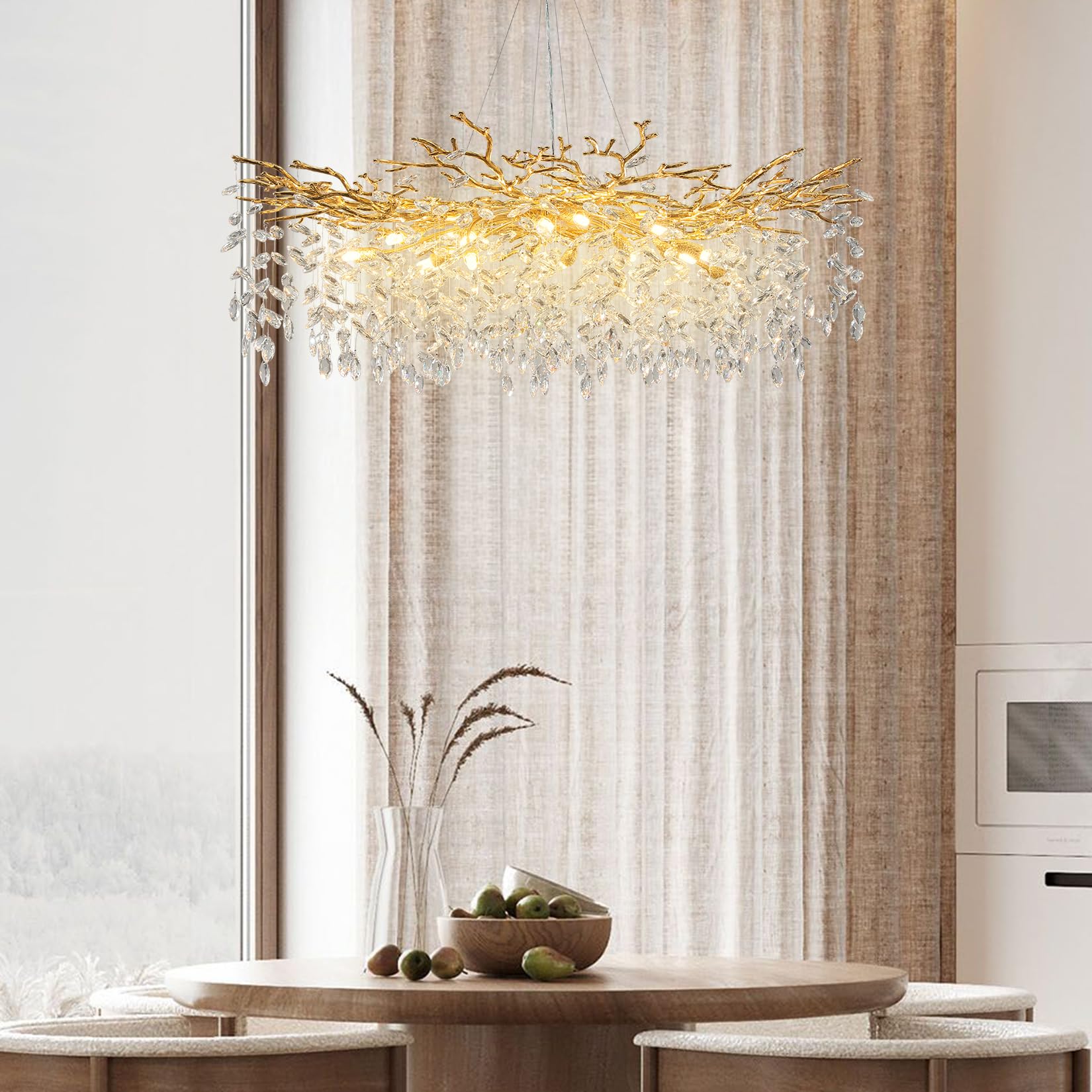 Amazon.com: BREEZLYT Gold K9 Crystal Chandeliers for Dining Room, 47.2 ...