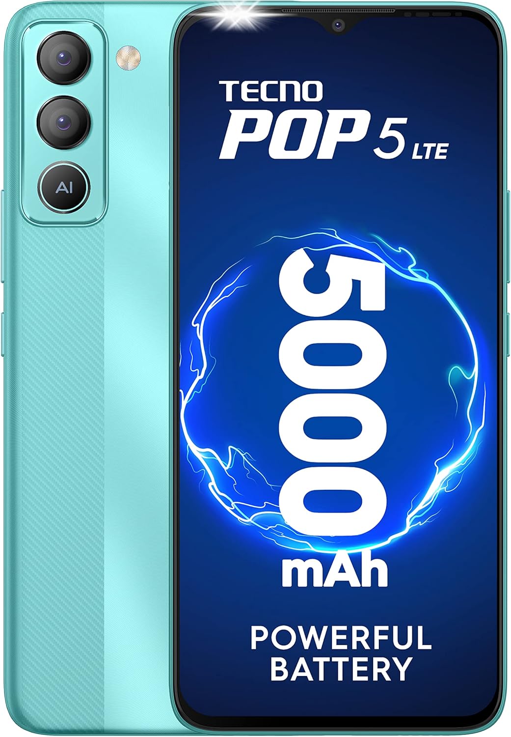 Tecno Pop 5 LTE (Turquoise Cyan, 2GB RAM,32GB Storage) Front Flash