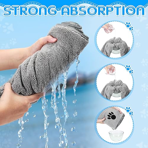 Miniatura 4 de Chumia Paquete de 4 toallas absorbentes de aseo para mascotas, toallas para secar perros, toallas de microfibra suave de secado rápido, toalla de