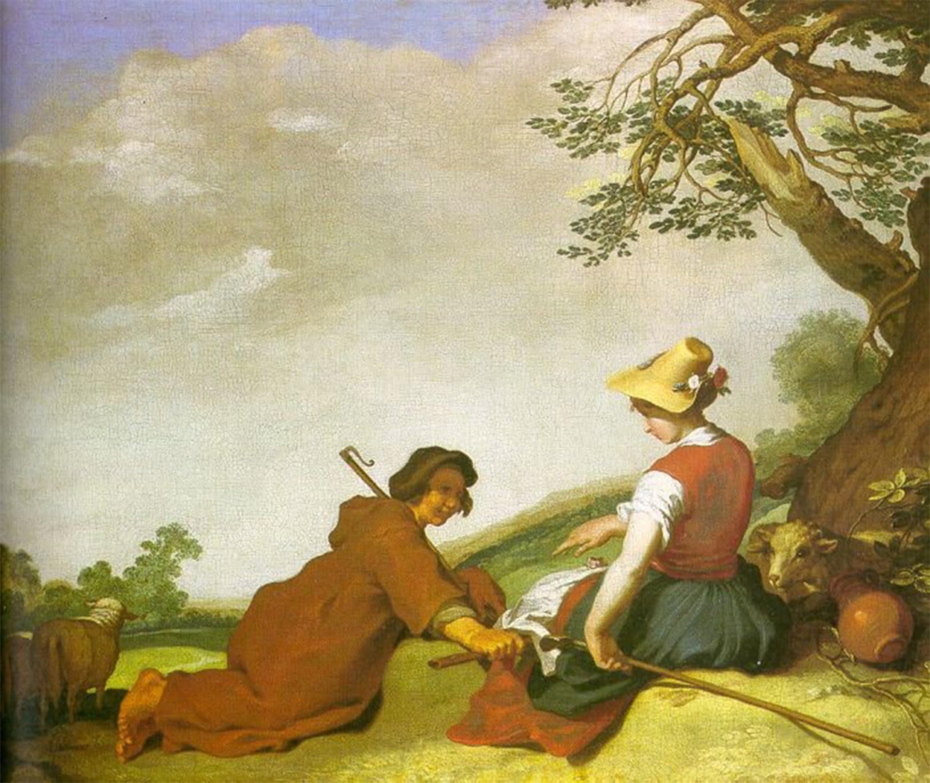 Posteriik No Frame Famous Animal Posters Vintage Picture Shepherd And Sherpherdess By Abraham Bloemaert Modern Wall Decor For Home Decor 60X90cm