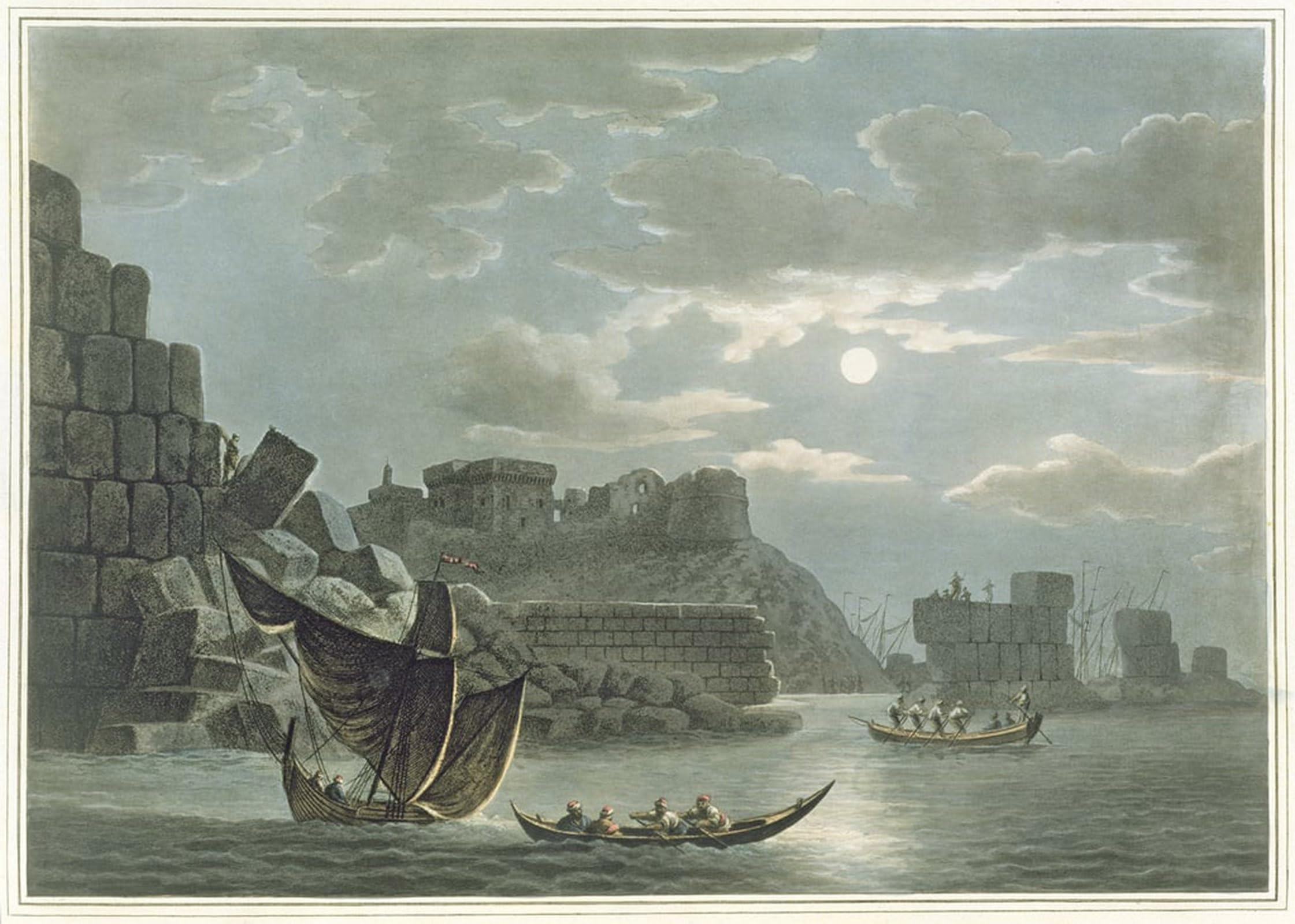 ARTXLXXBN Famous Painting Canvas Artwork Graffiti Print Island of Tortosa in Syria From Views in the Ottoman Dominions by Mayer Portrait Canvas Image for Home Decor 60x90cm